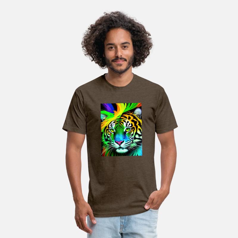 Green tiger with rainbow splashes of colors