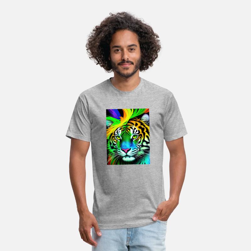 Green tiger with rainbow splashes of colors