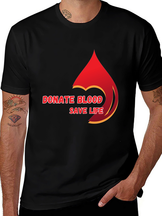 Donate Blood Save Life Black Graphic Tee
