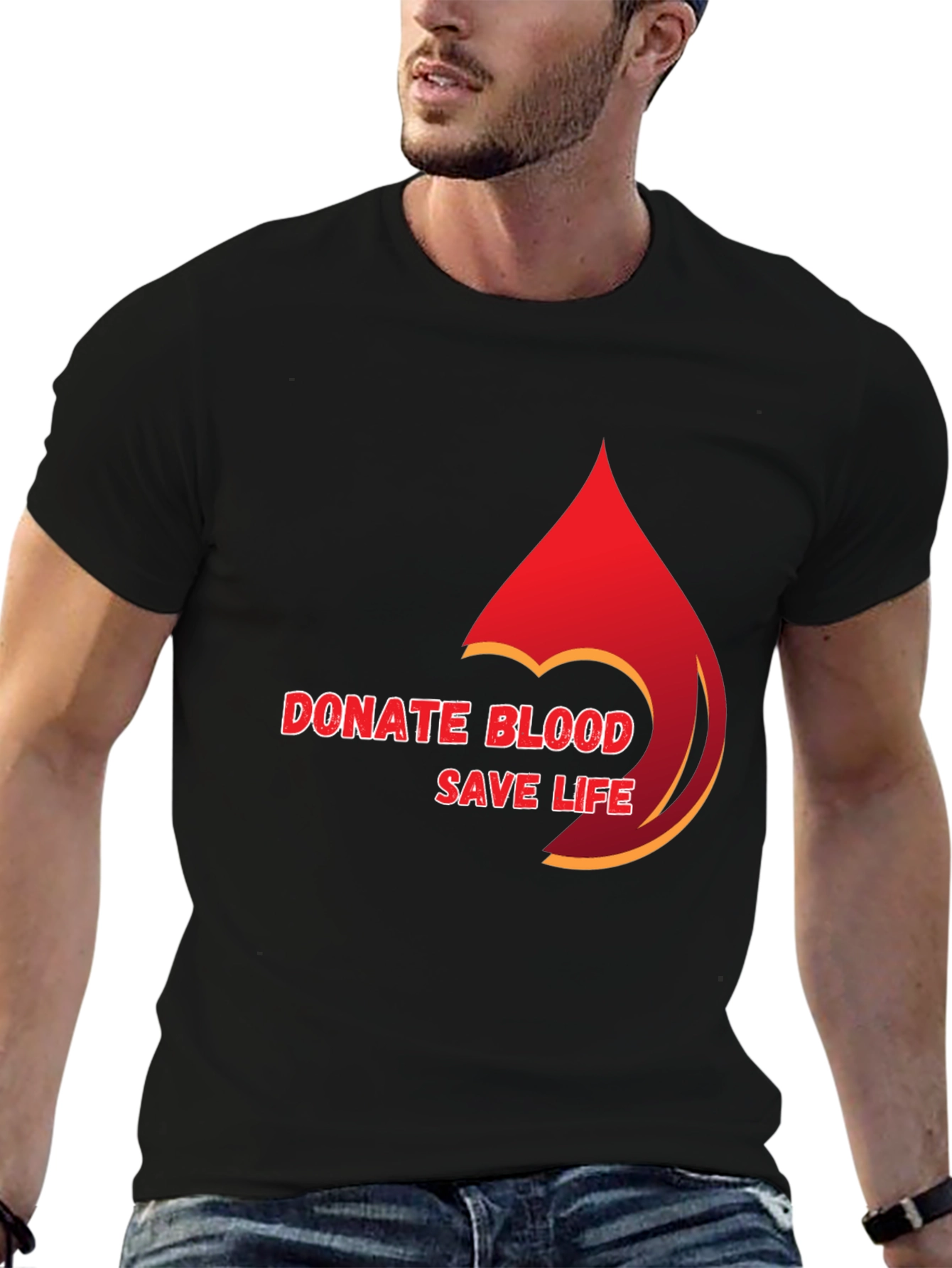Donate Blood Save Life Black Graphic Tee