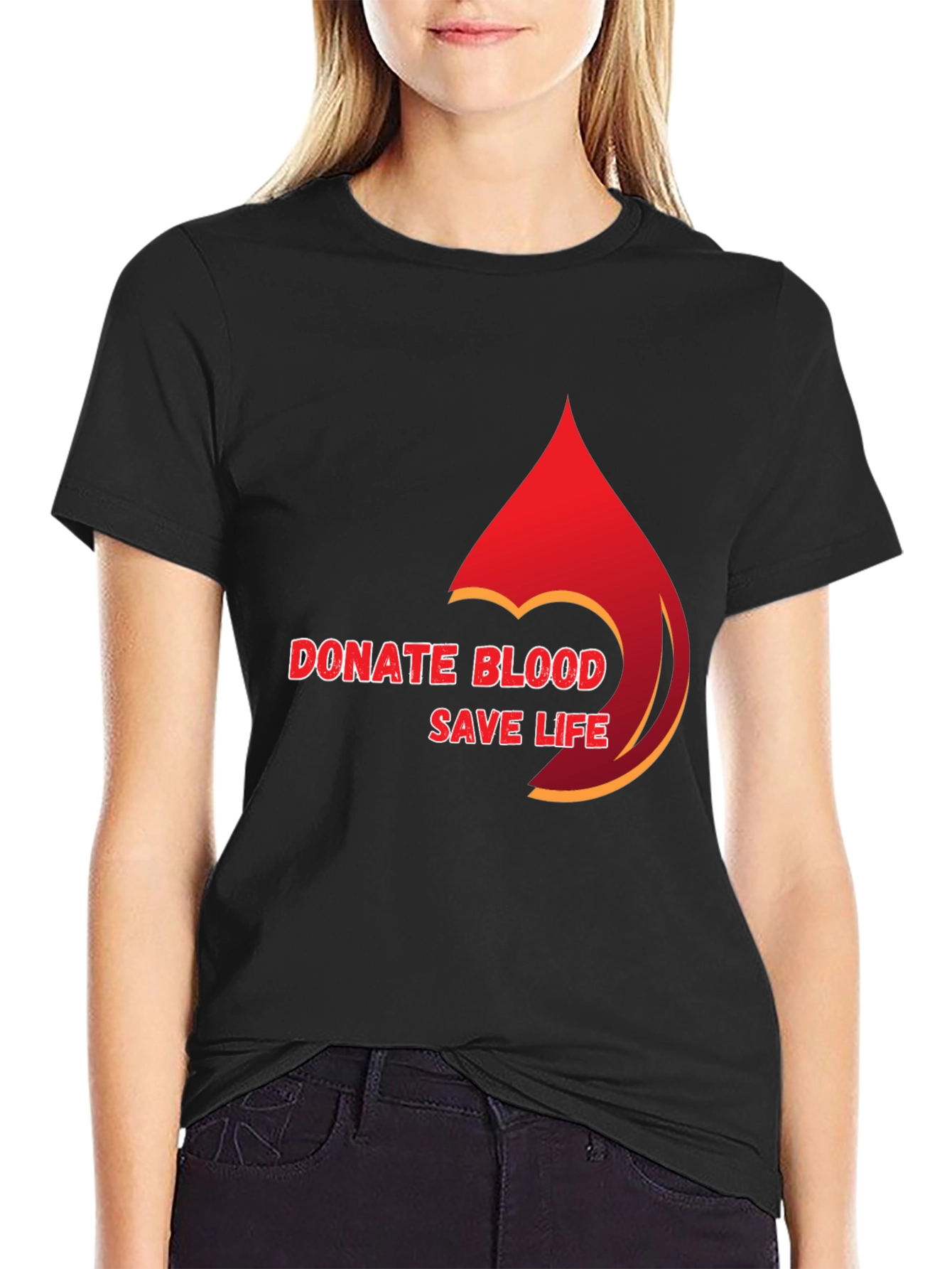 Donate Blood Save Life Black Graphic Tee