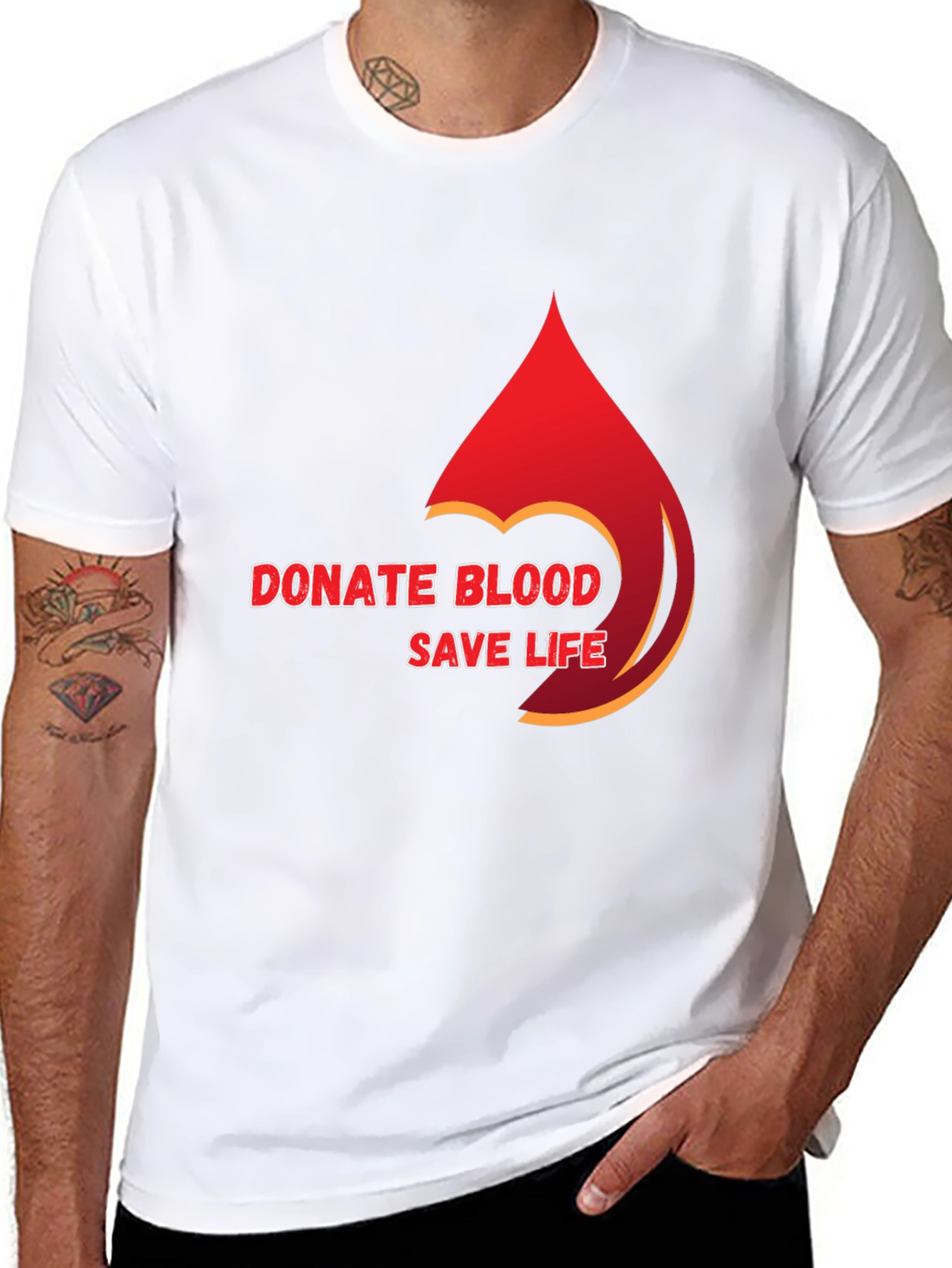 Donate Blood Save Life Black Graphic Tee