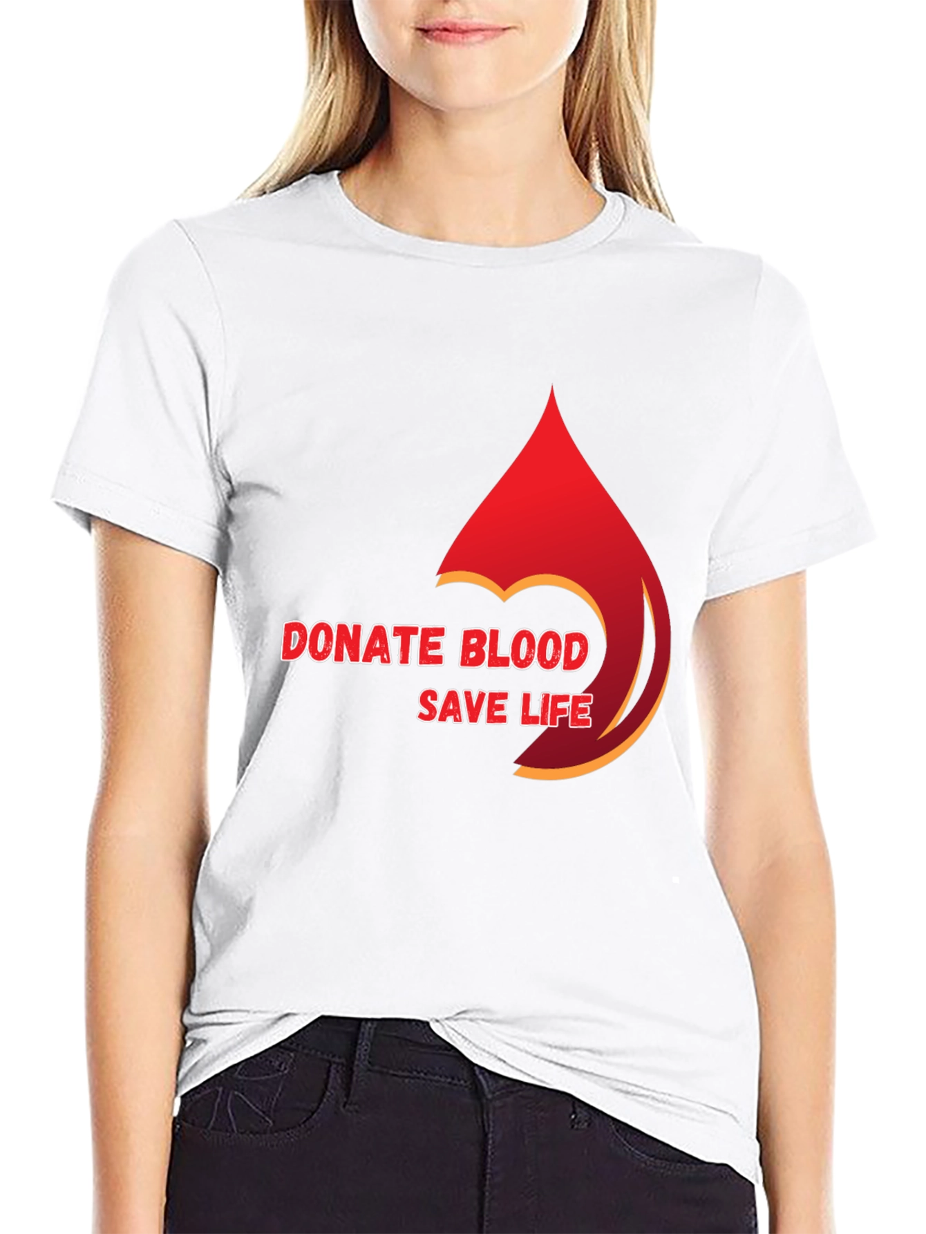 Donate Blood Save Life Black Graphic Tee