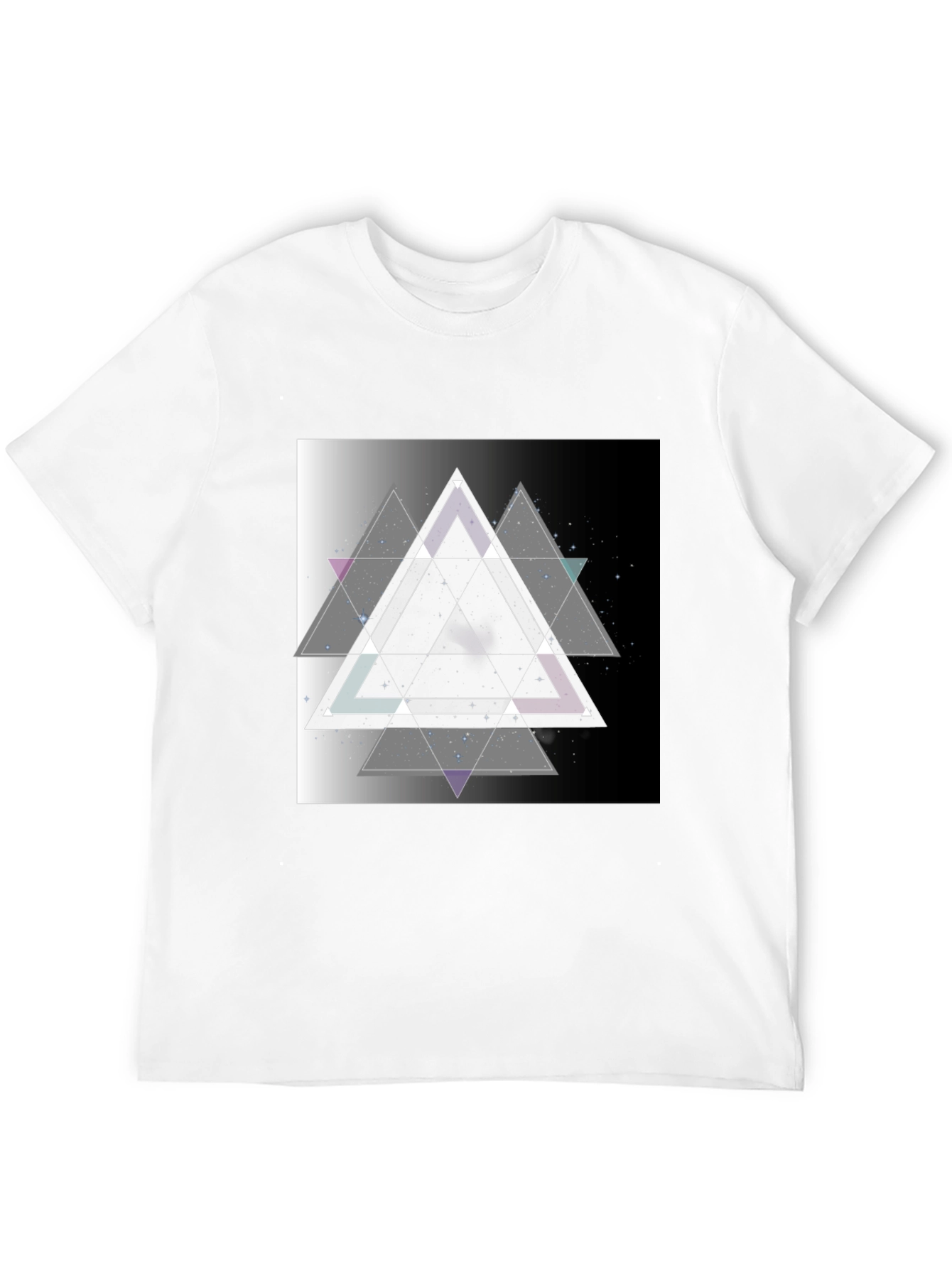 Geometric Triangle Graphic Print Black T-Shirt