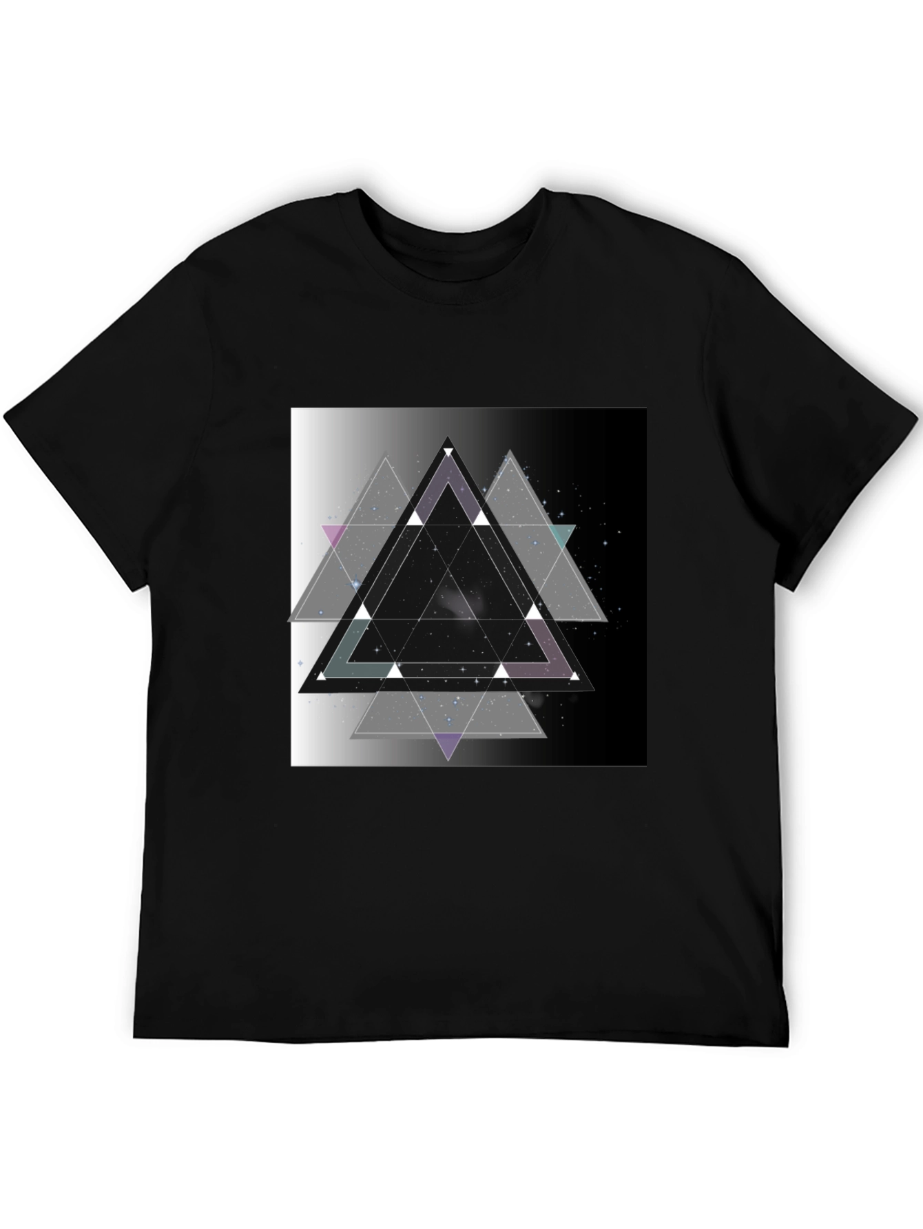 Geometric Triangle Graphic Print Black T-Shirt
