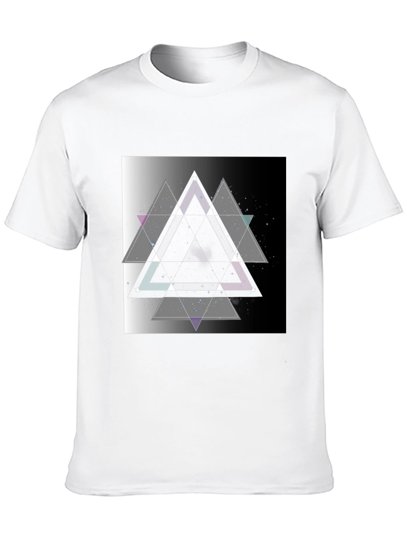 Geometric Triangle Graphic Print Black T-Shirt