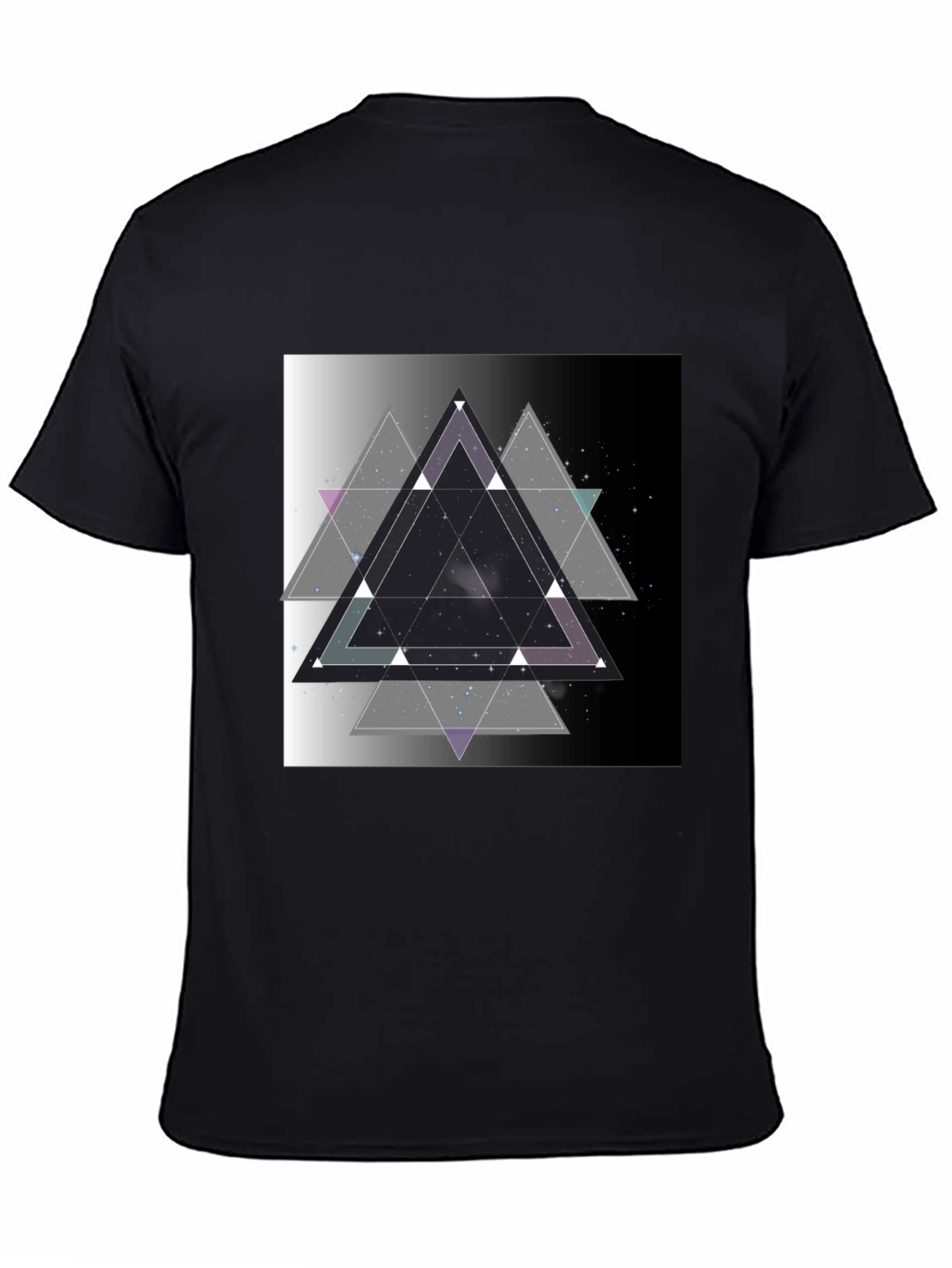 Geometric Triangle Graphic Print Black T-Shirt