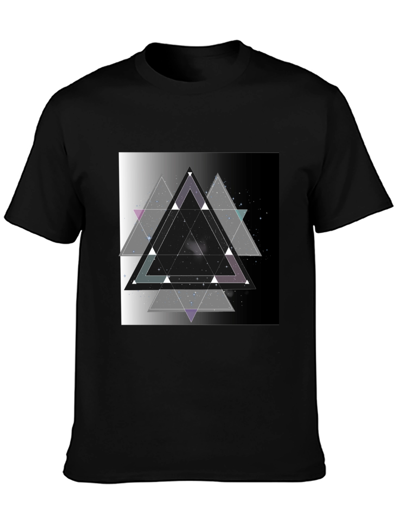 Geometric Triangle Graphic Print Black T-Shirt
