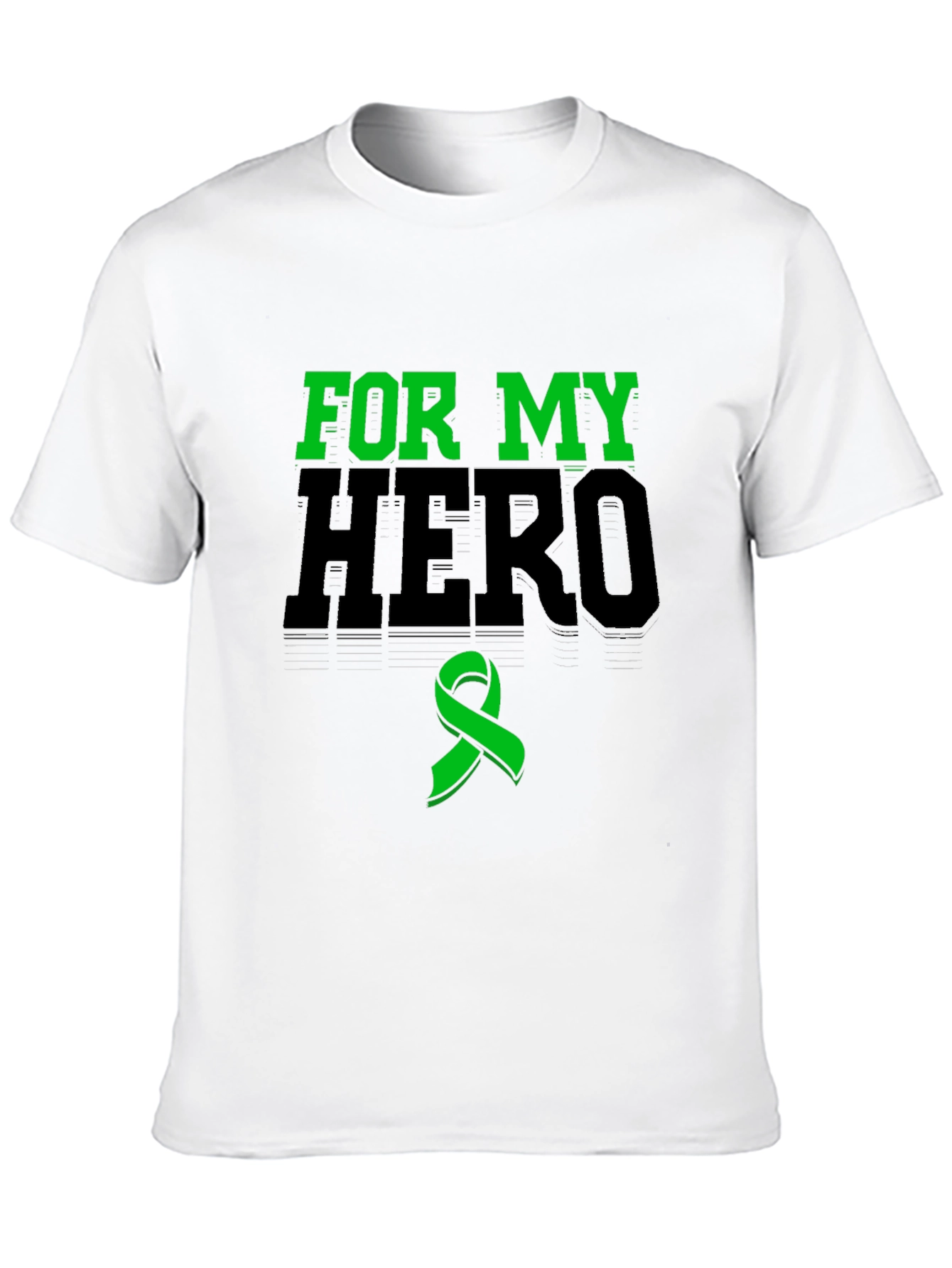 For My Hero Black T-Shirt Green Ribbon