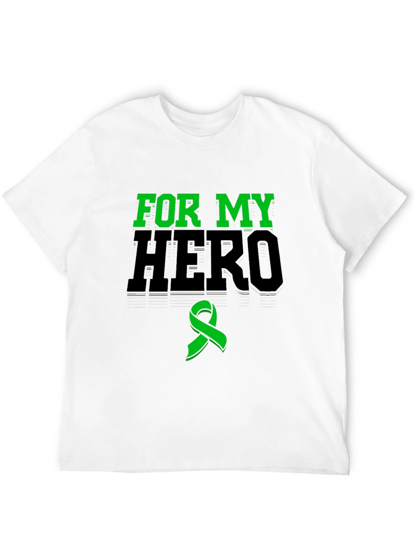 For My Hero Black T-Shirt Green Ribbon
