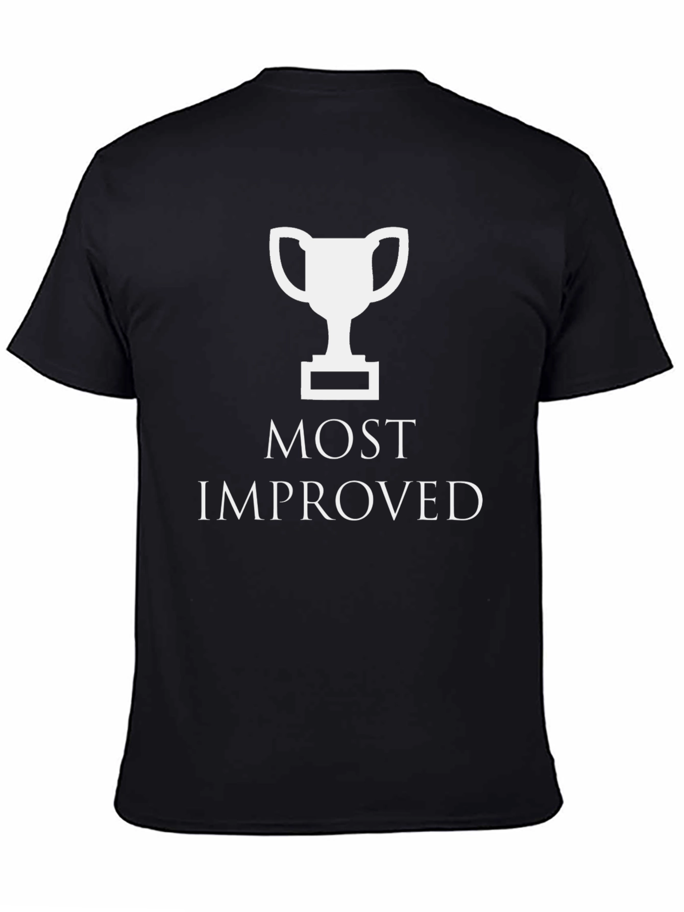 Most Improved Trophy Graphic Tee - Black Cotton T-Shirt
