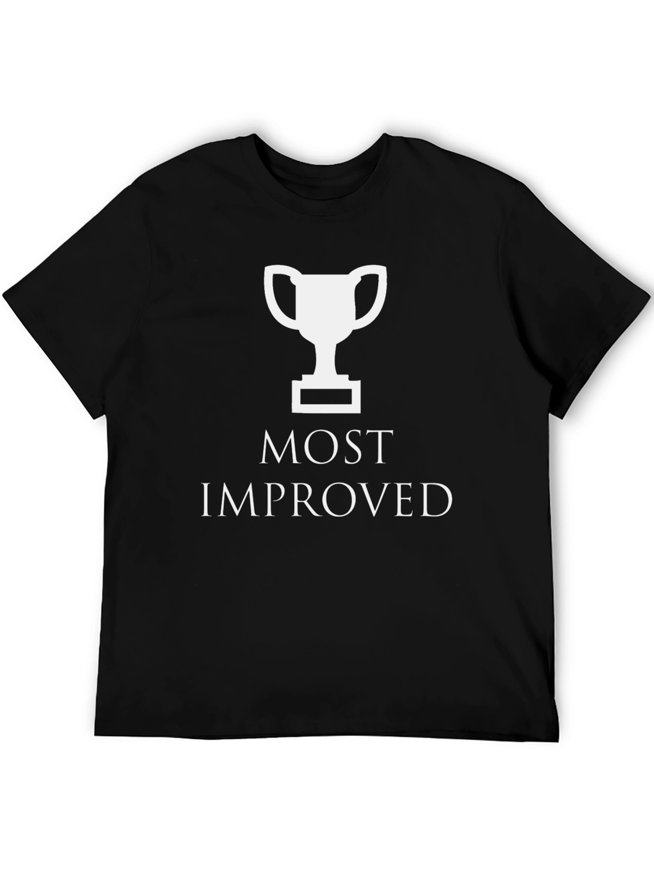 Most Improved Trophy Graphic Tee - Black Cotton T-Shirt