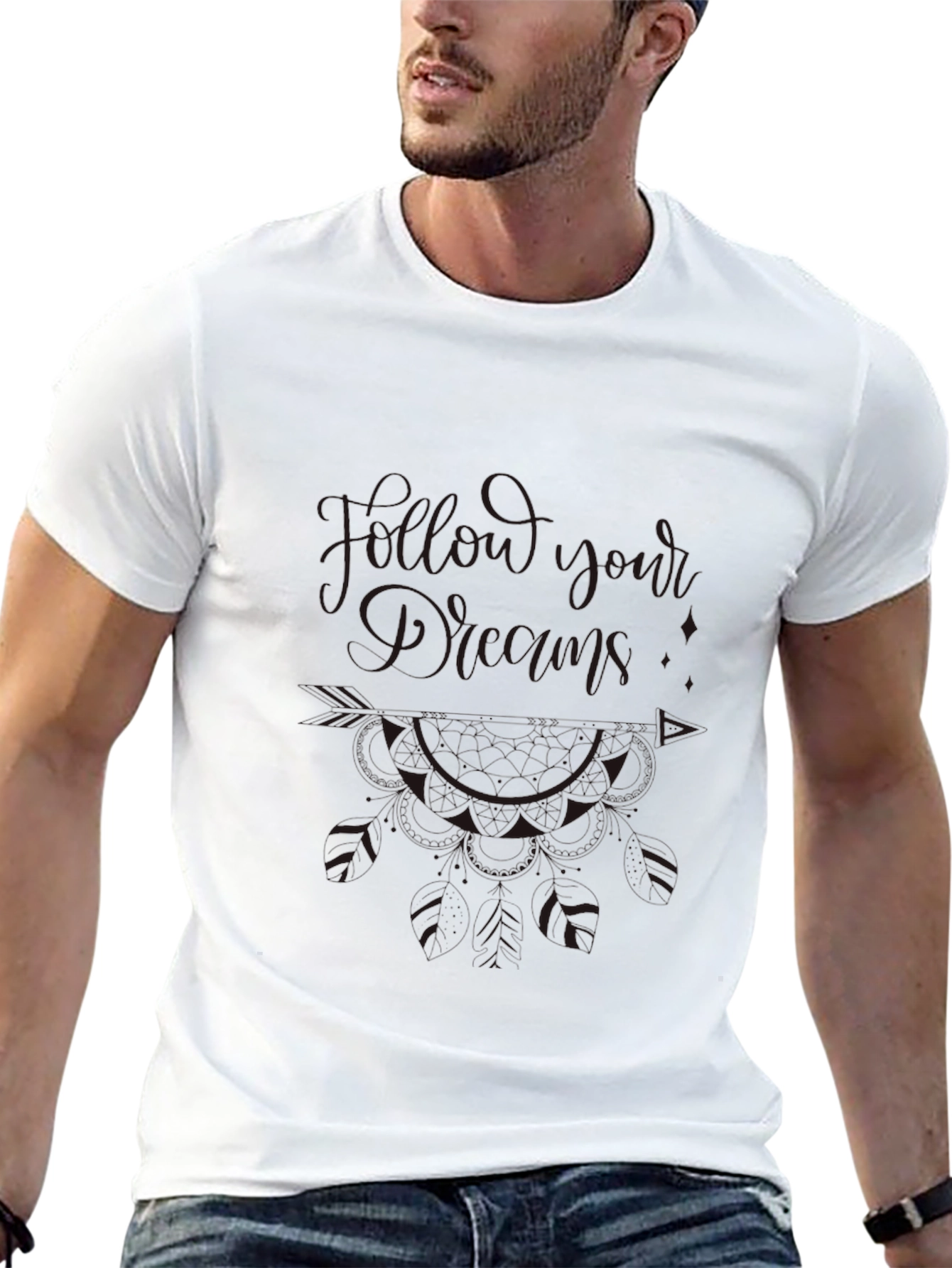Mens Black Graphic Print Tee
