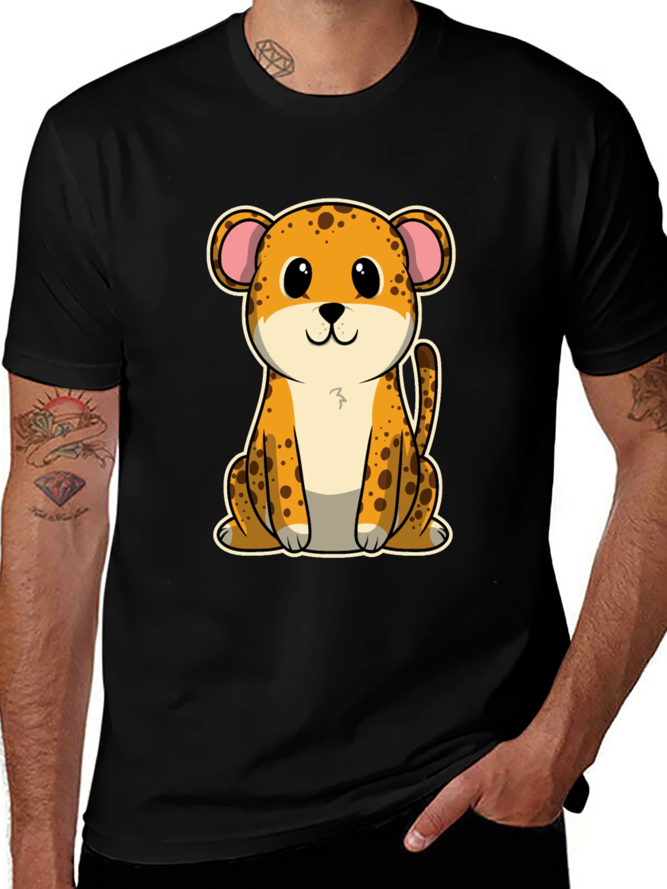 Cute Cartoon Leopard Graphic T-Shirt