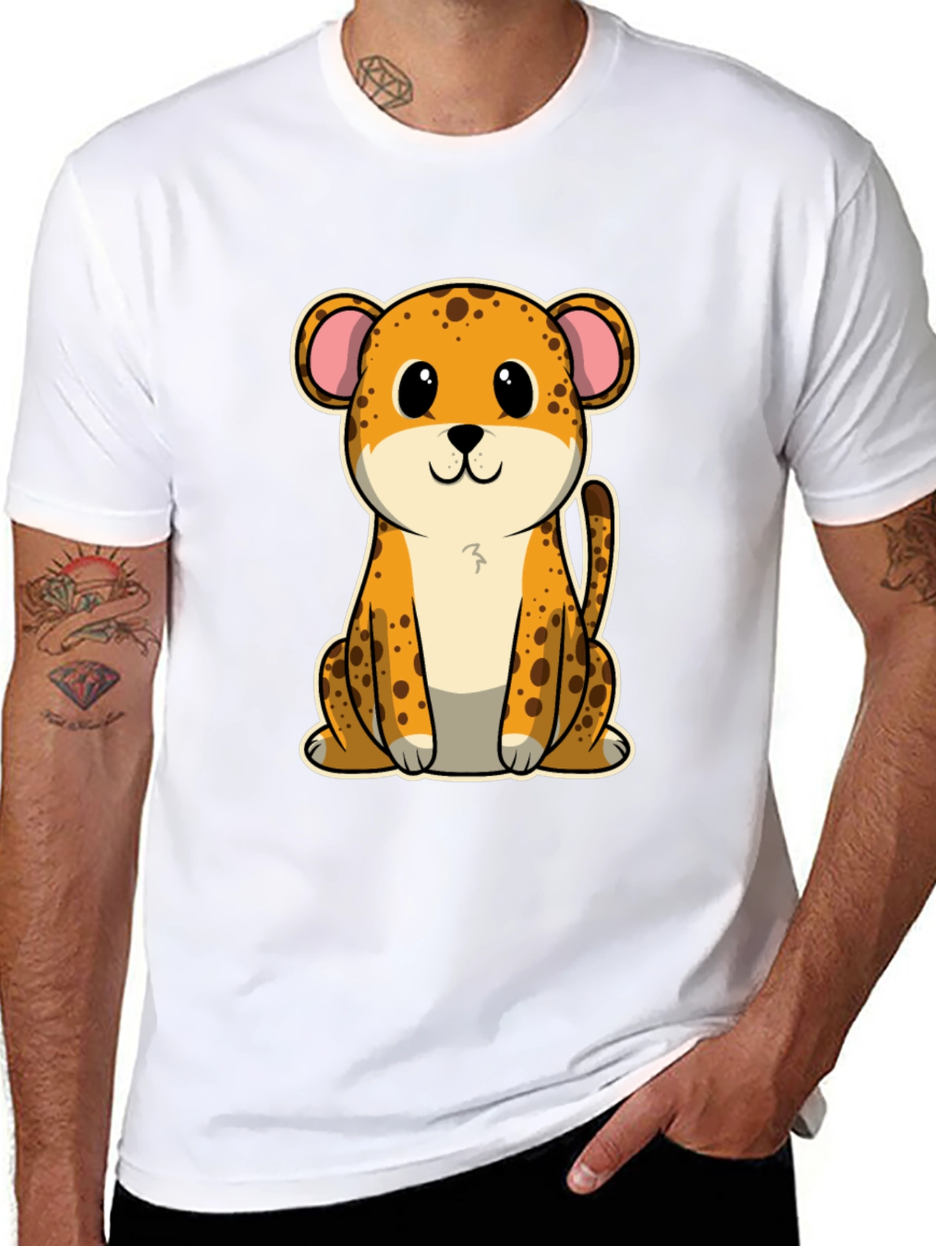 Cute Cartoon Leopard Graphic T-Shirt