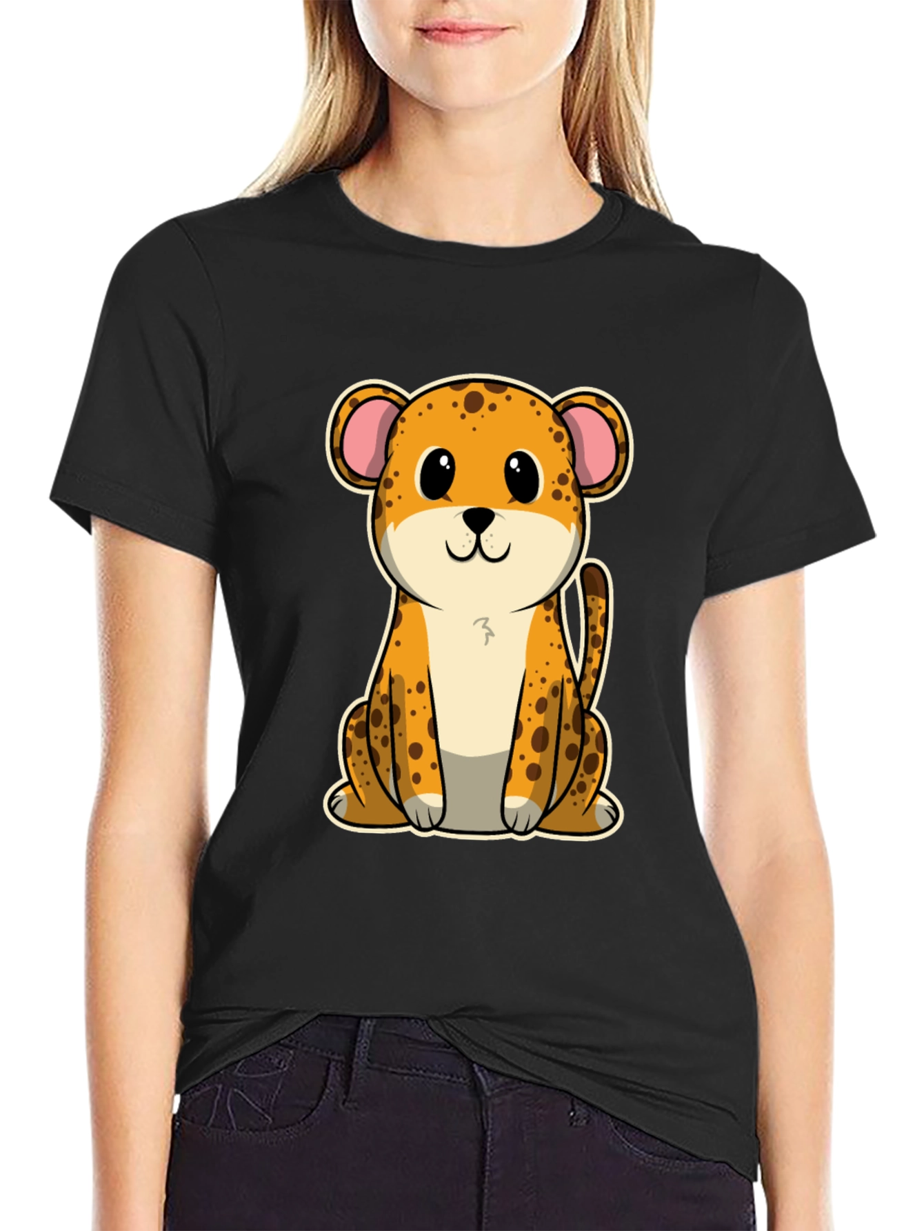 Cute Cartoon Leopard Graphic T-Shirt