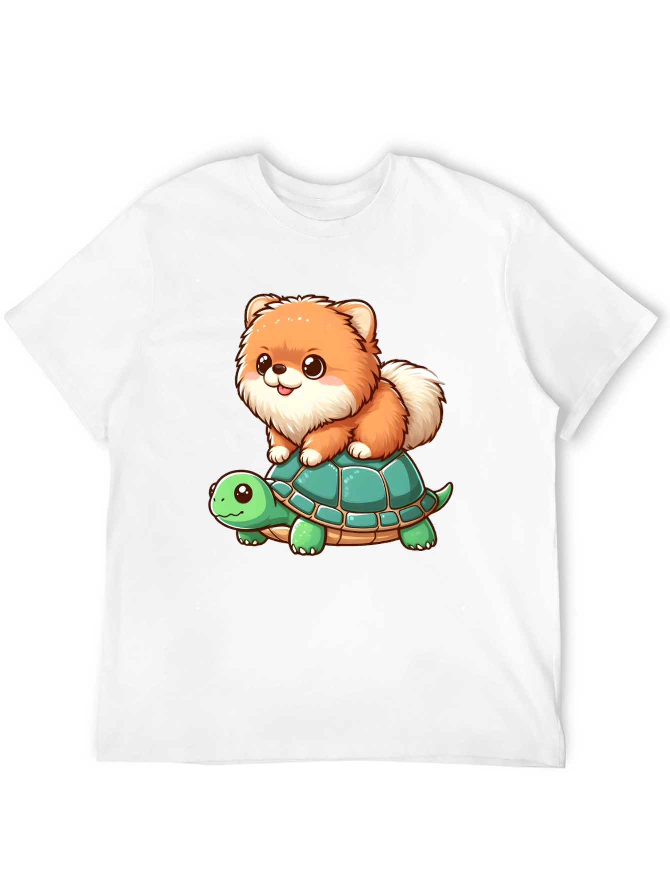 Cute Dog Riding Turtle Graphic Tee