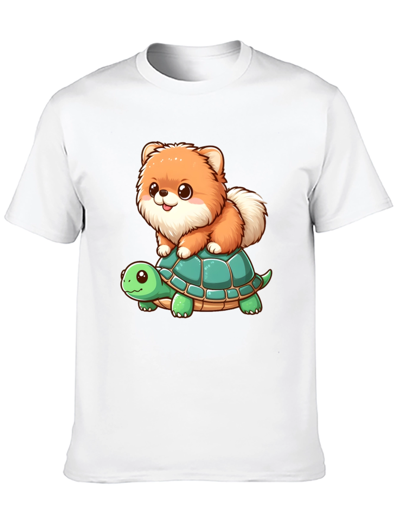 Cute Dog Riding Turtle Graphic Tee