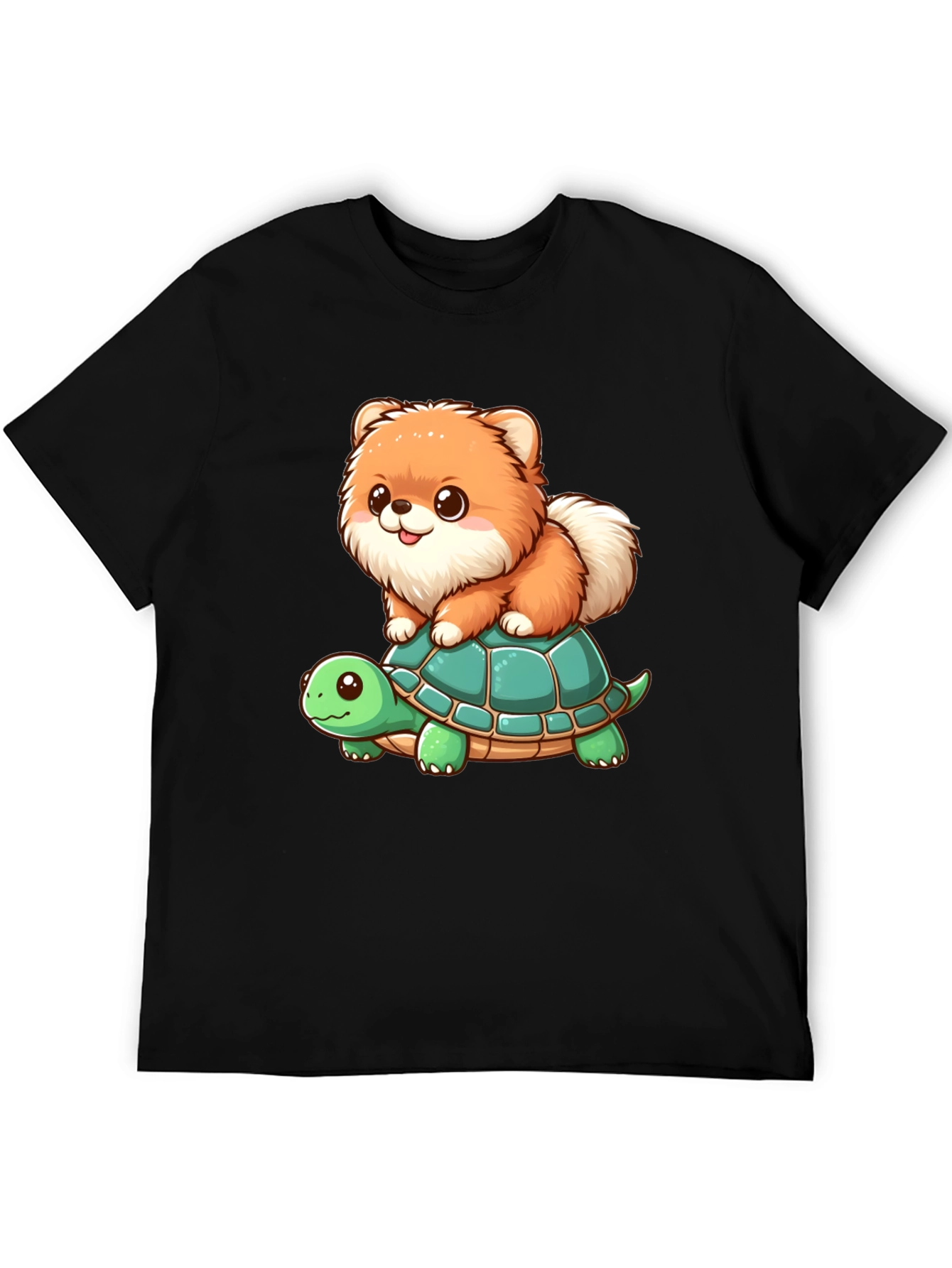Cute Dog Riding Turtle Graphic Tee
