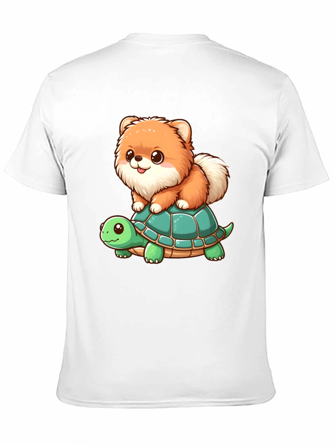 Cute Dog Riding Turtle Graphic Tee