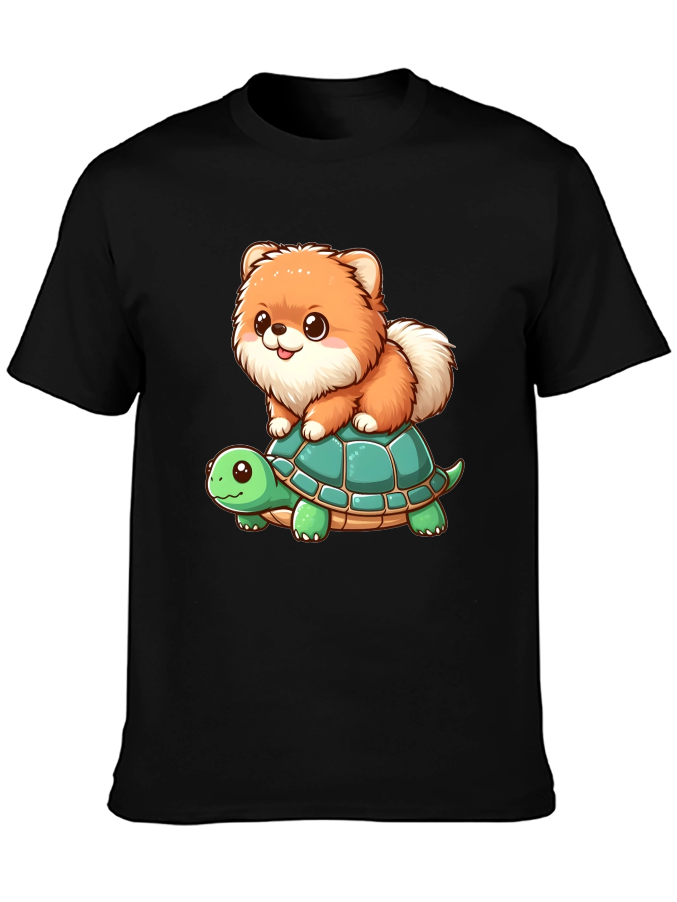Cute Dog Riding Turtle Graphic Tee