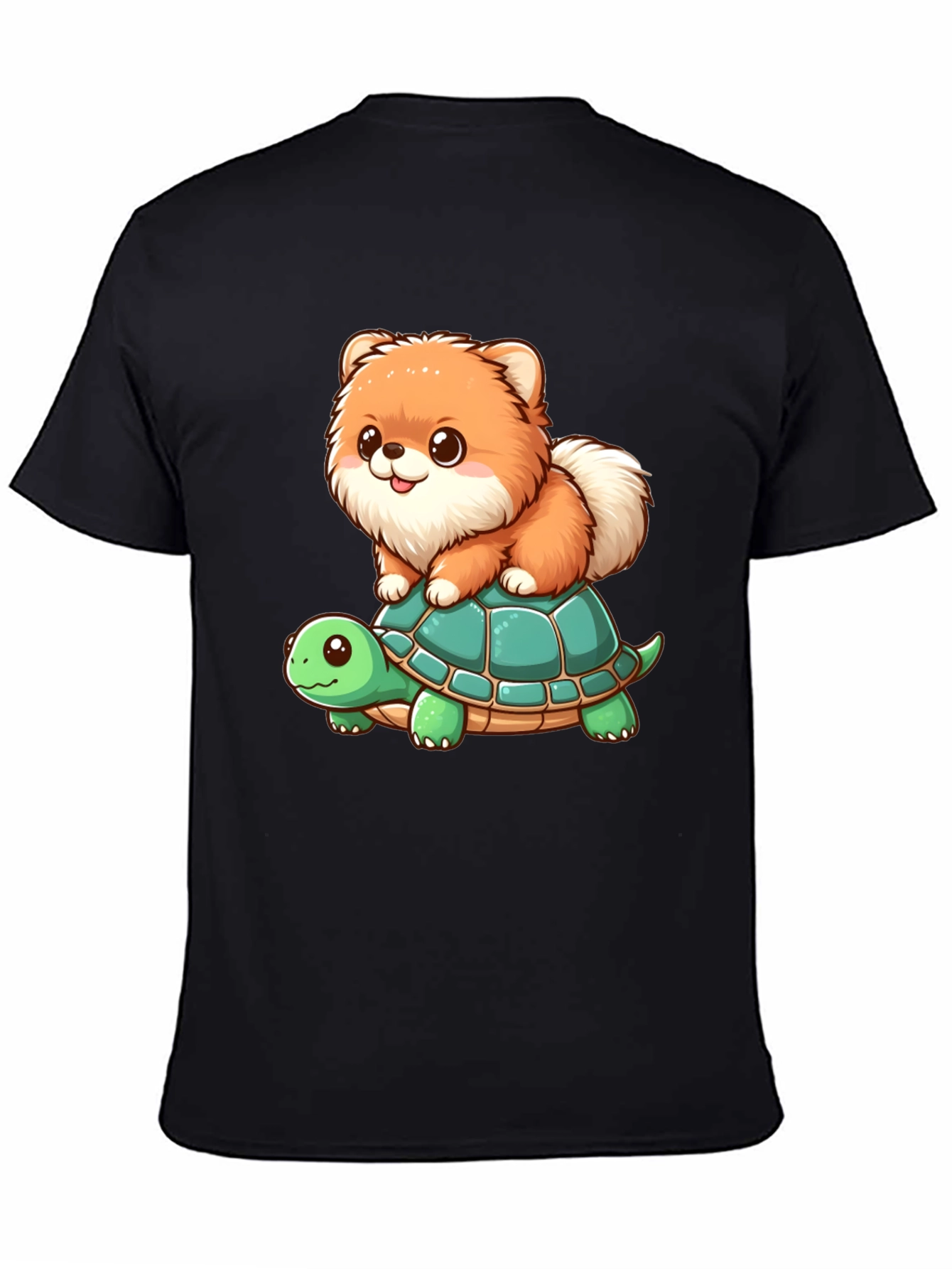 Cute Dog Riding Turtle Graphic Tee