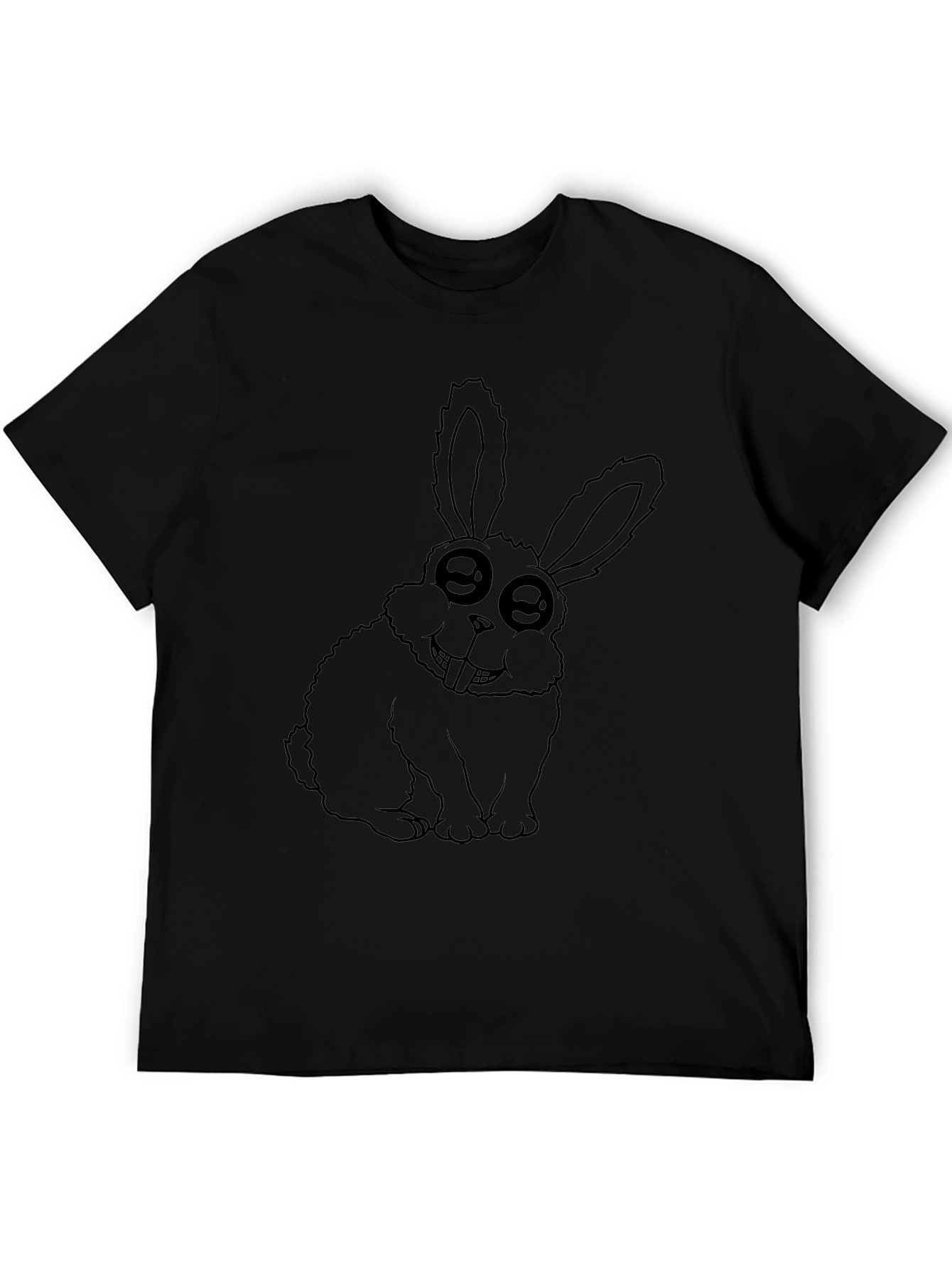 Funny Rabbit Graphic Black T-Shirt