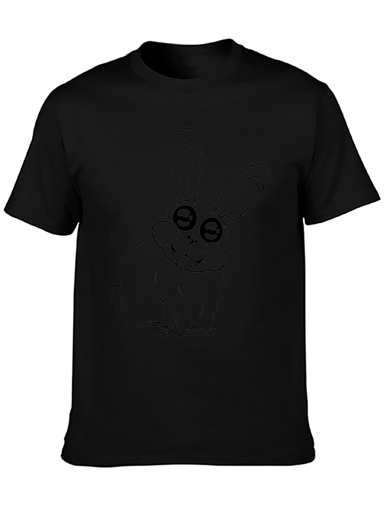 Funny Rabbit Graphic Black T-Shirt