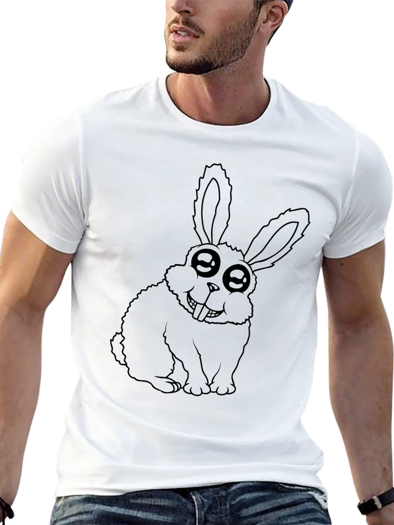 Funny Rabbit Graphic Black T-Shirt