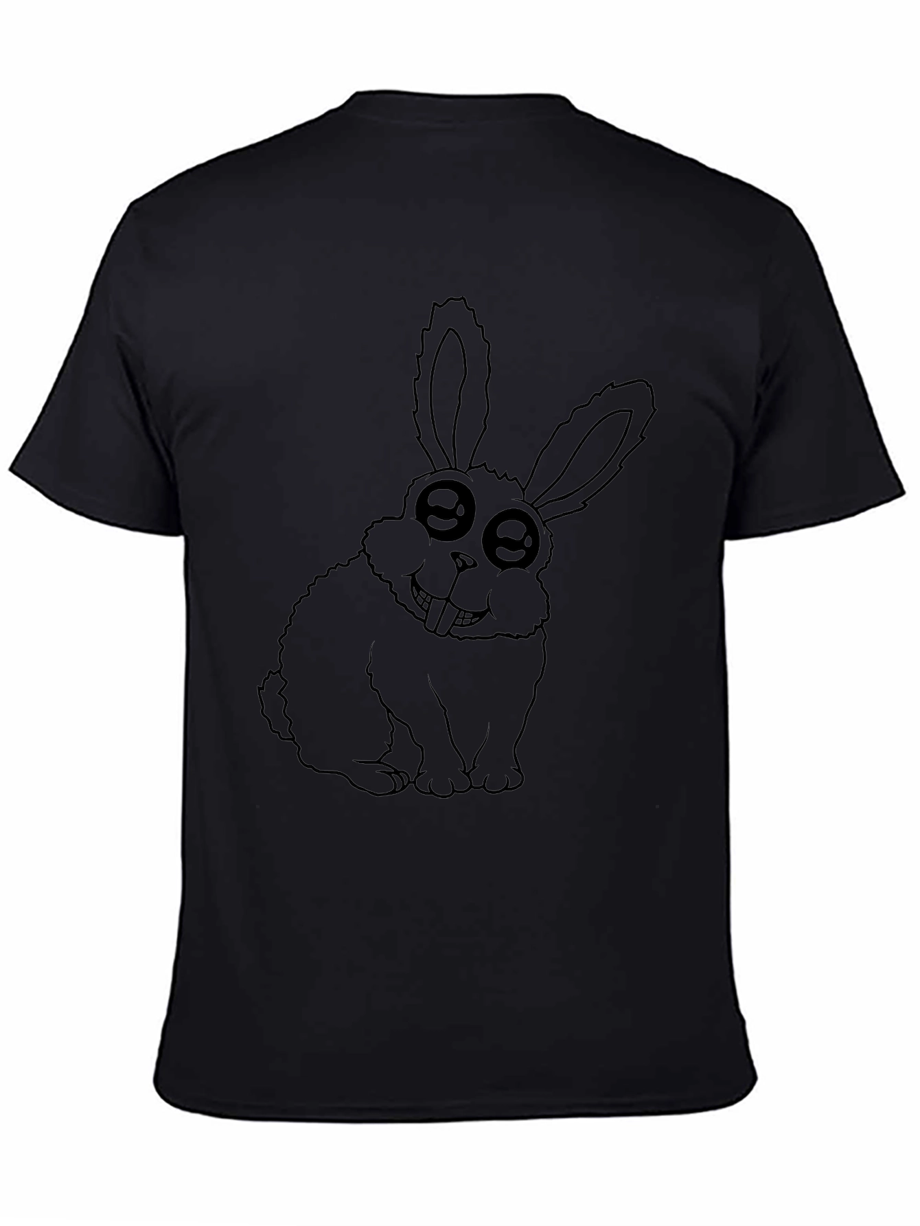 Funny Rabbit Graphic Black T-Shirt