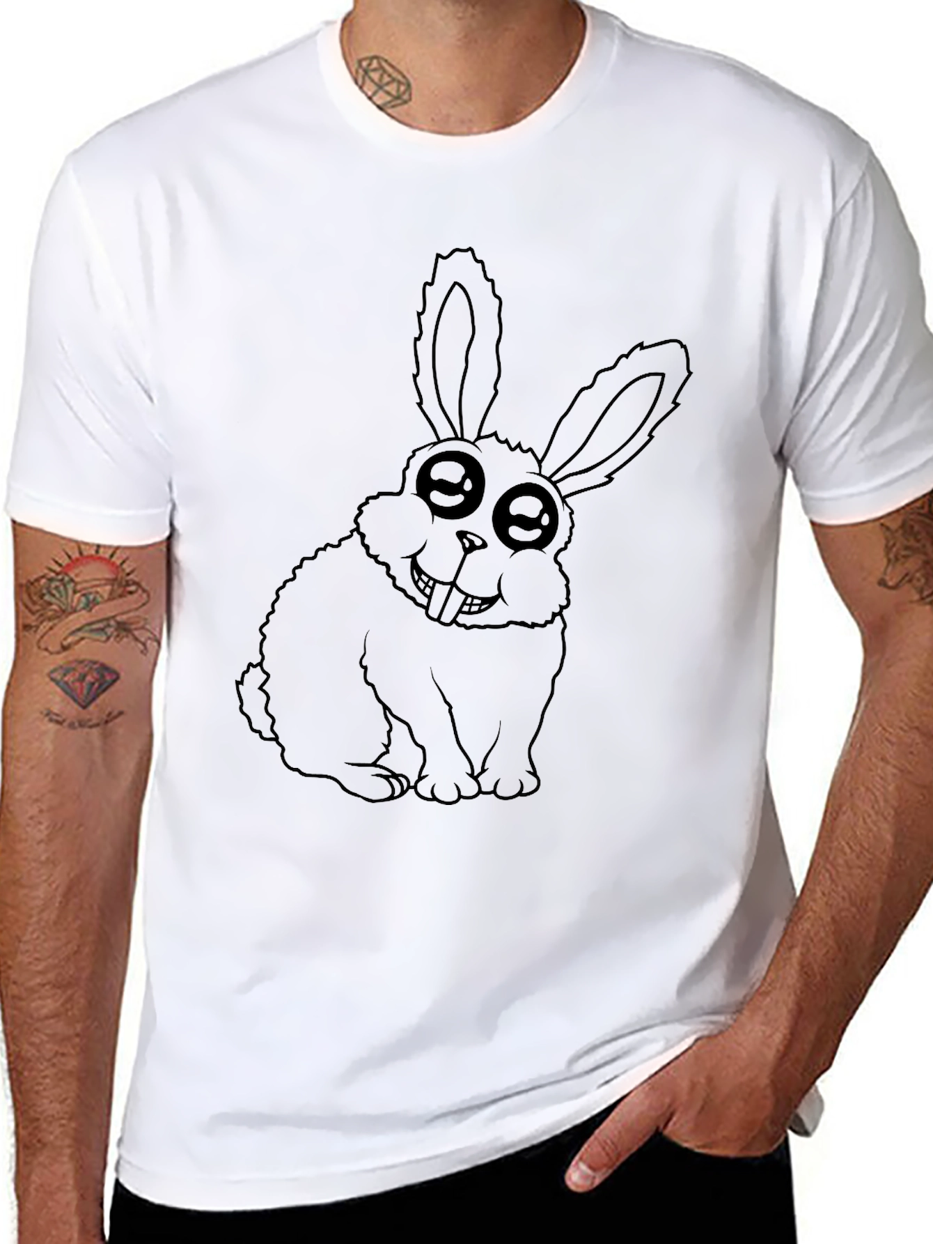 Funny Rabbit Graphic Black T-Shirt