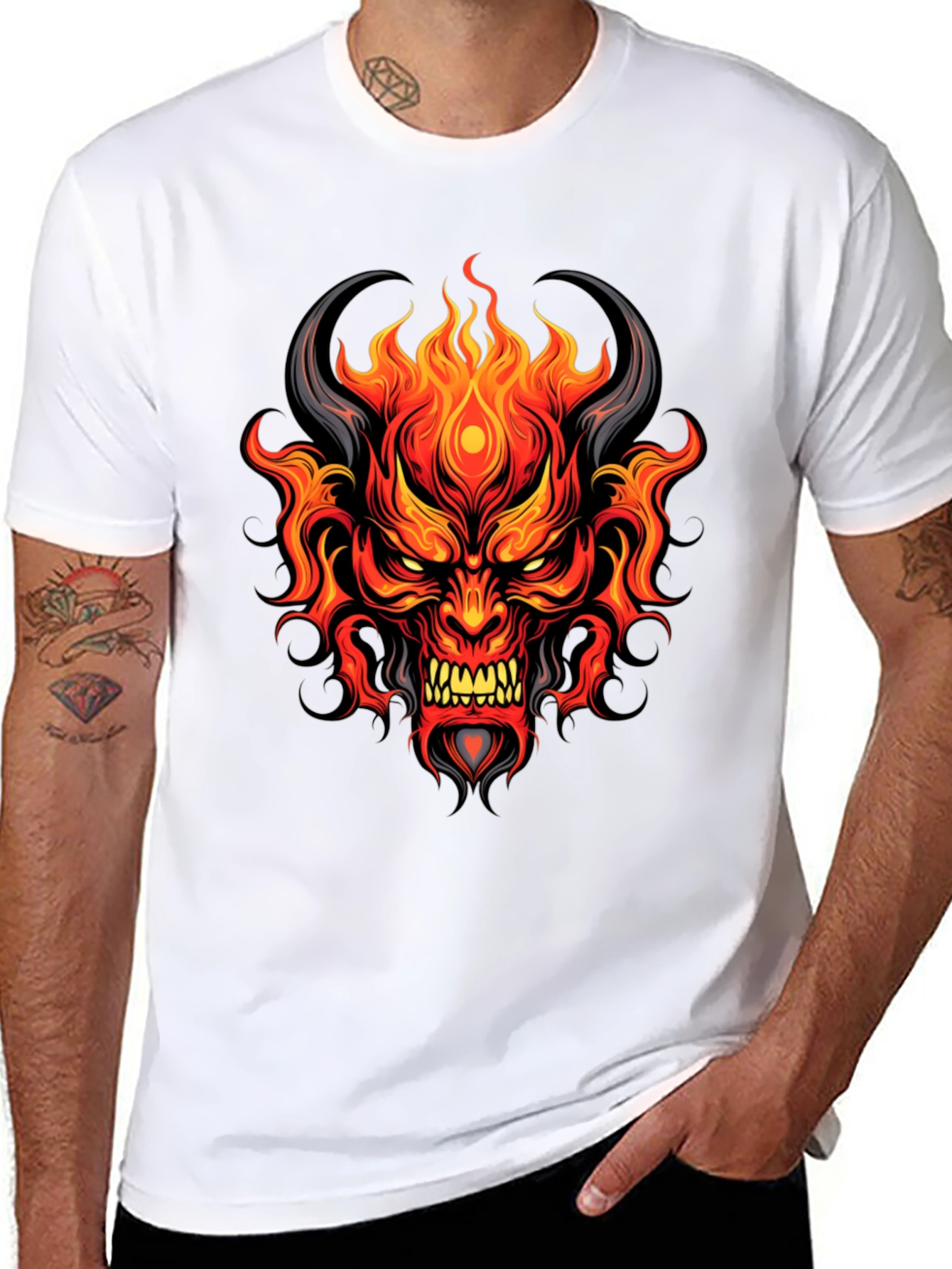 Fiery Demon Graphic T-Shirt - Bold & Unique Design