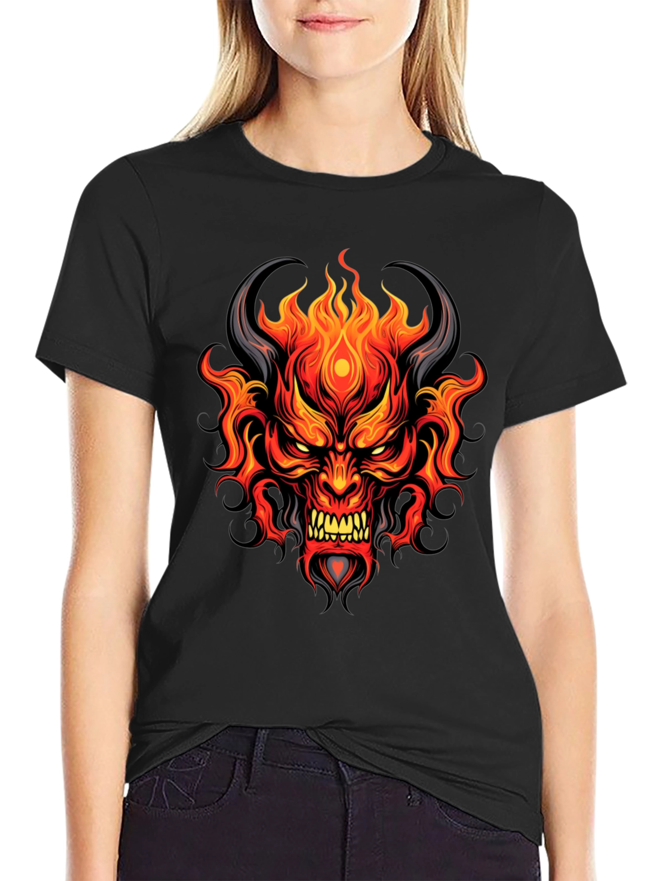Fiery Demon Graphic T-Shirt - Bold & Unique Design