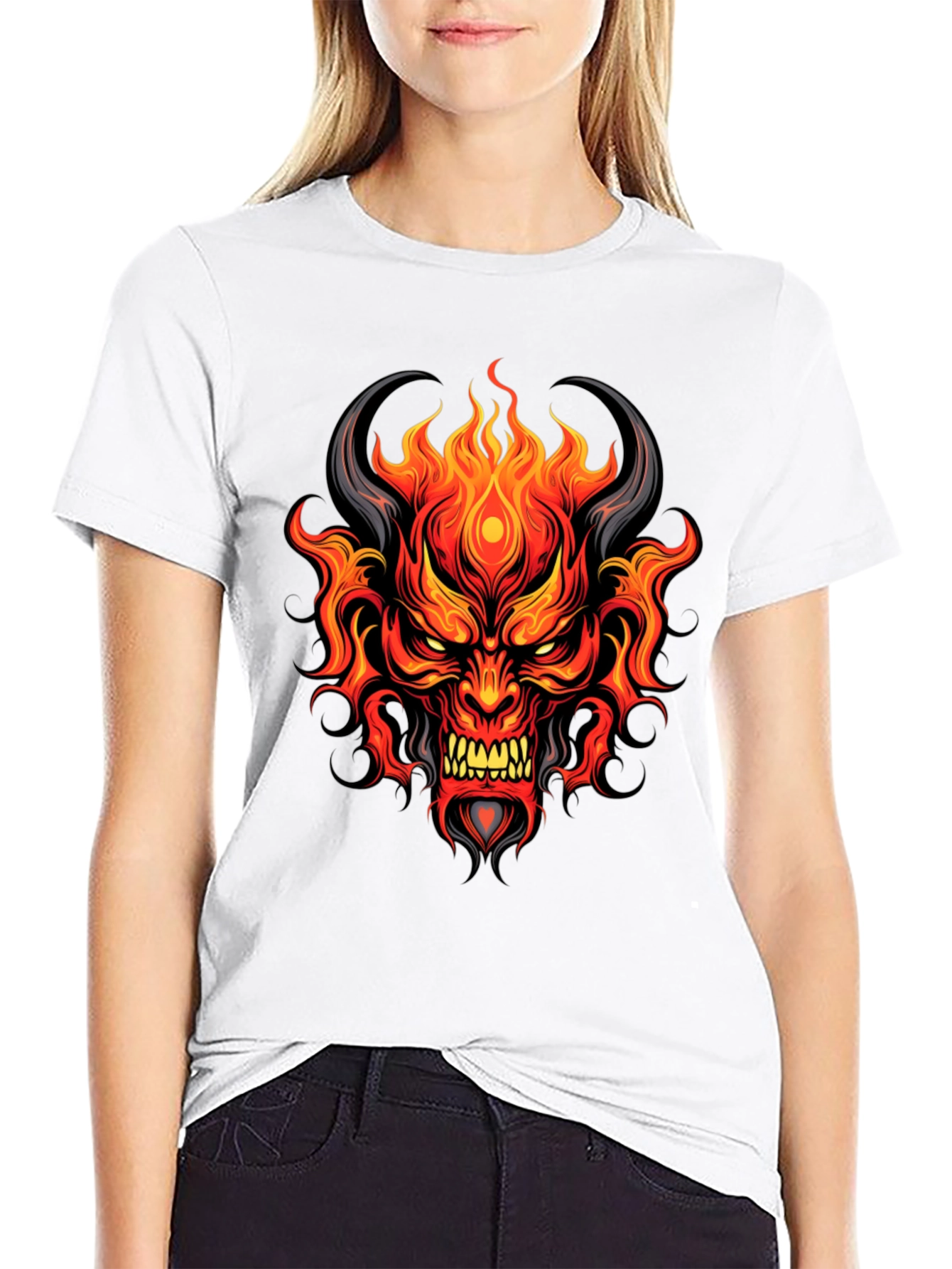 Fiery Demon Graphic T-Shirt - Bold & Unique Design