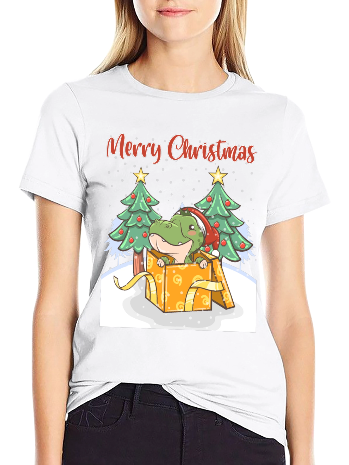 Merry Christmas Dinosaur T-Shirt - Holiday Gift