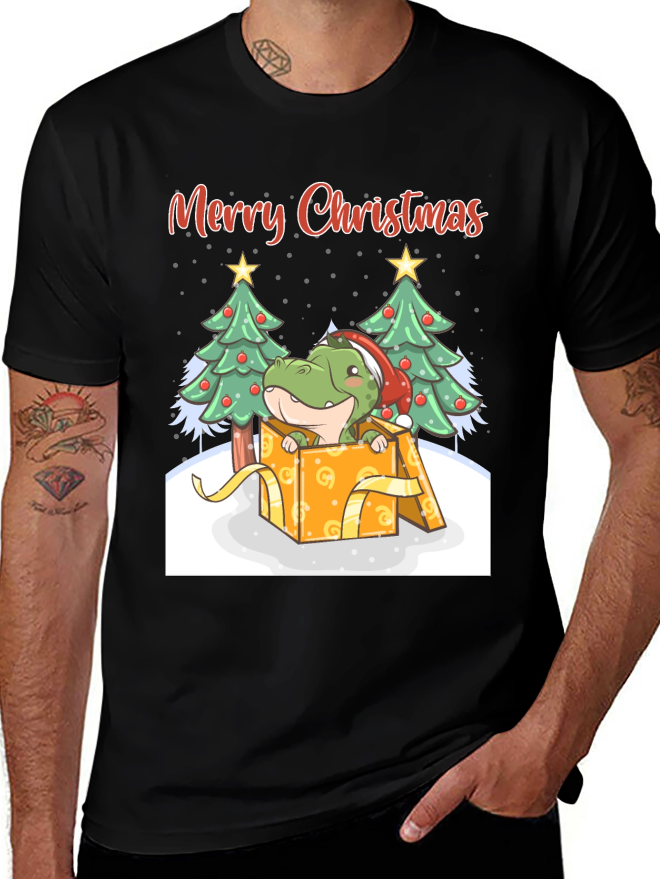 Merry Christmas Dinosaur T-Shirt - Holiday Gift