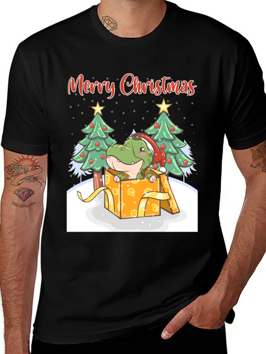 Merry Christmas Dinosaur T-Shirt - Holiday Gift