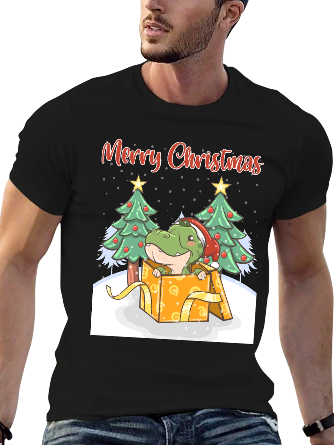 Merry Christmas Dinosaur T-Shirt - Holiday Gift