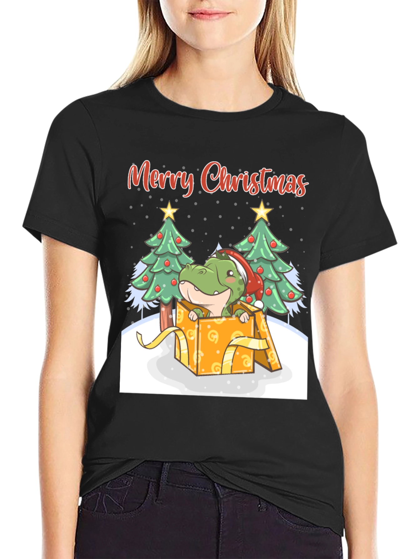 Merry Christmas Dinosaur T-Shirt - Holiday Gift