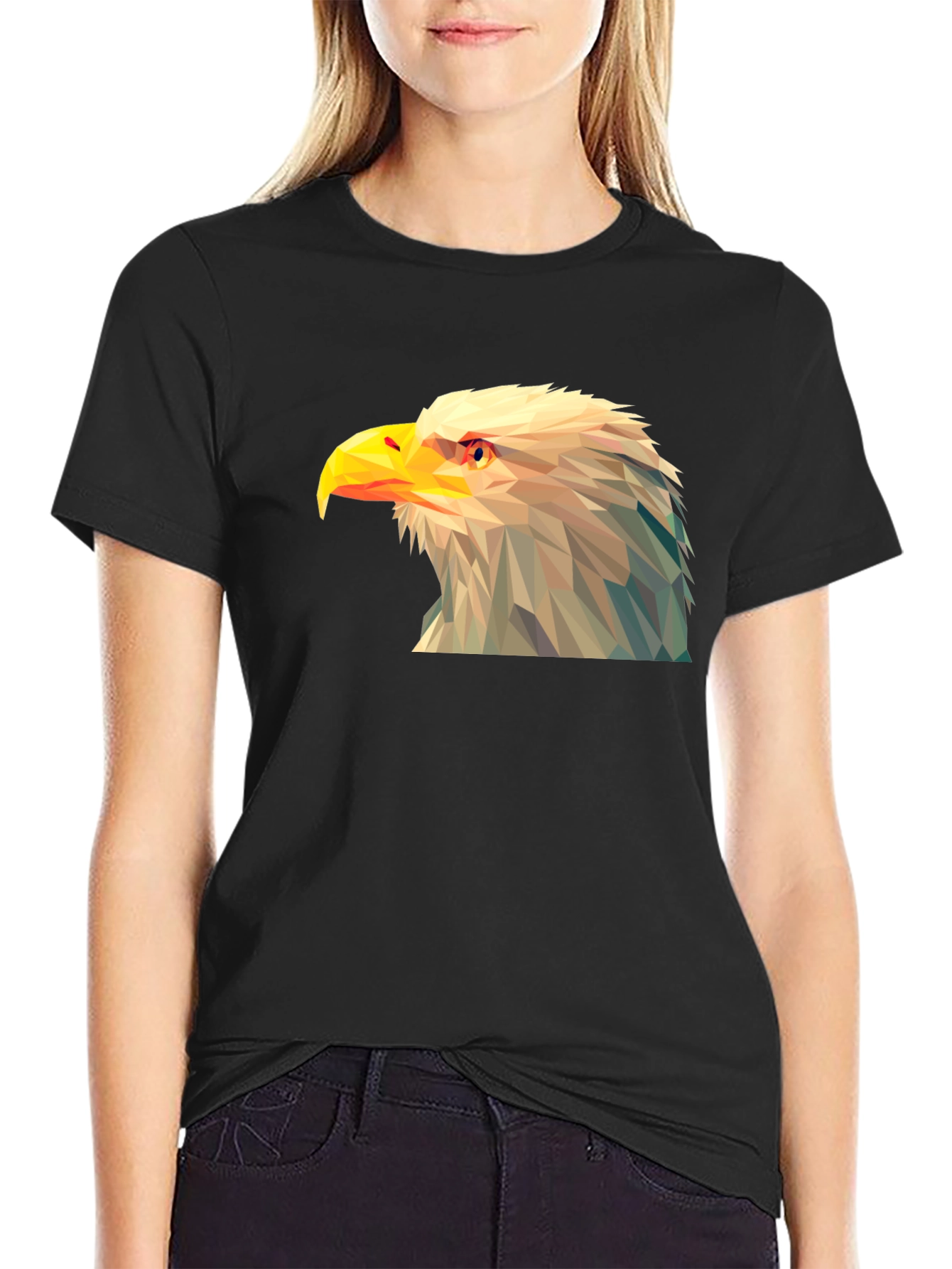 Geometric Eagle Graphic Tee - Black