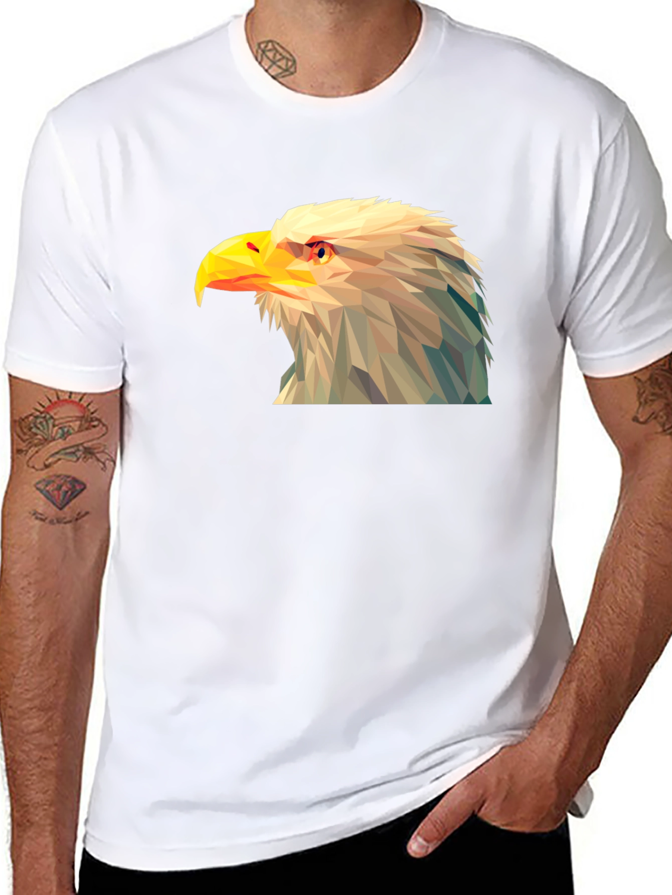 Geometric Eagle Graphic Tee - Black