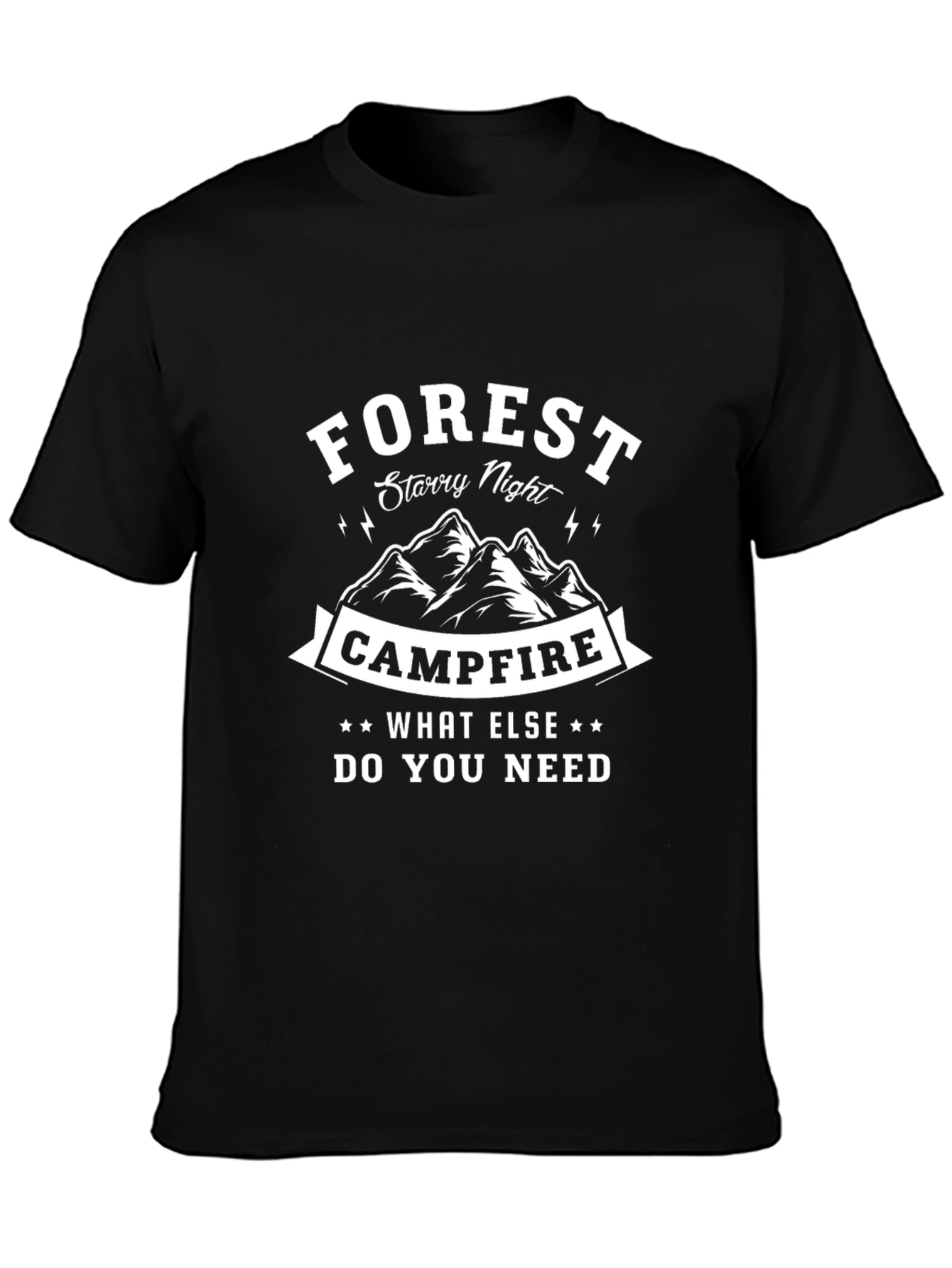 Forest Campfire Graphic Tee - Starry Night Design