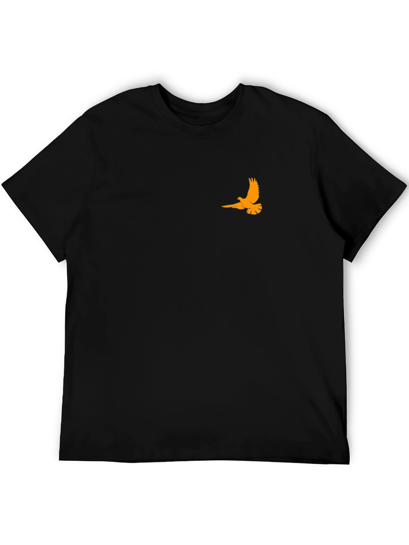 Black T-Shirt with Orange Bird Design