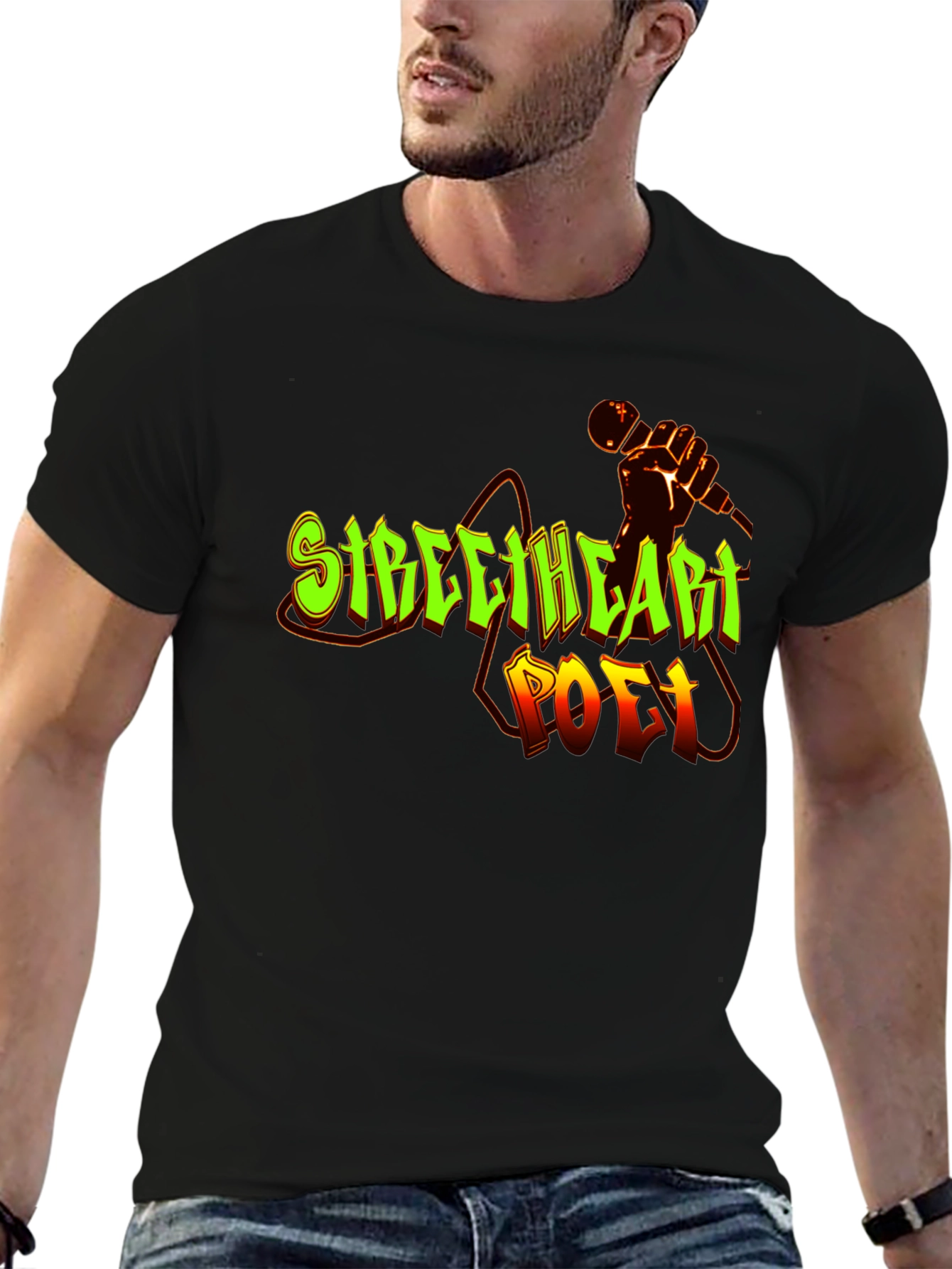 Streetheart Poet Black Graphic T-Shirt