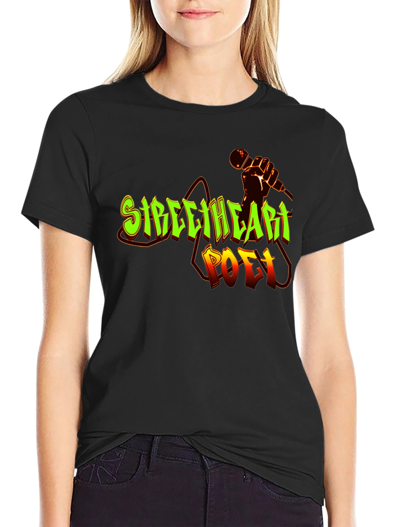 Streetheart Poet Black Graphic T-Shirt