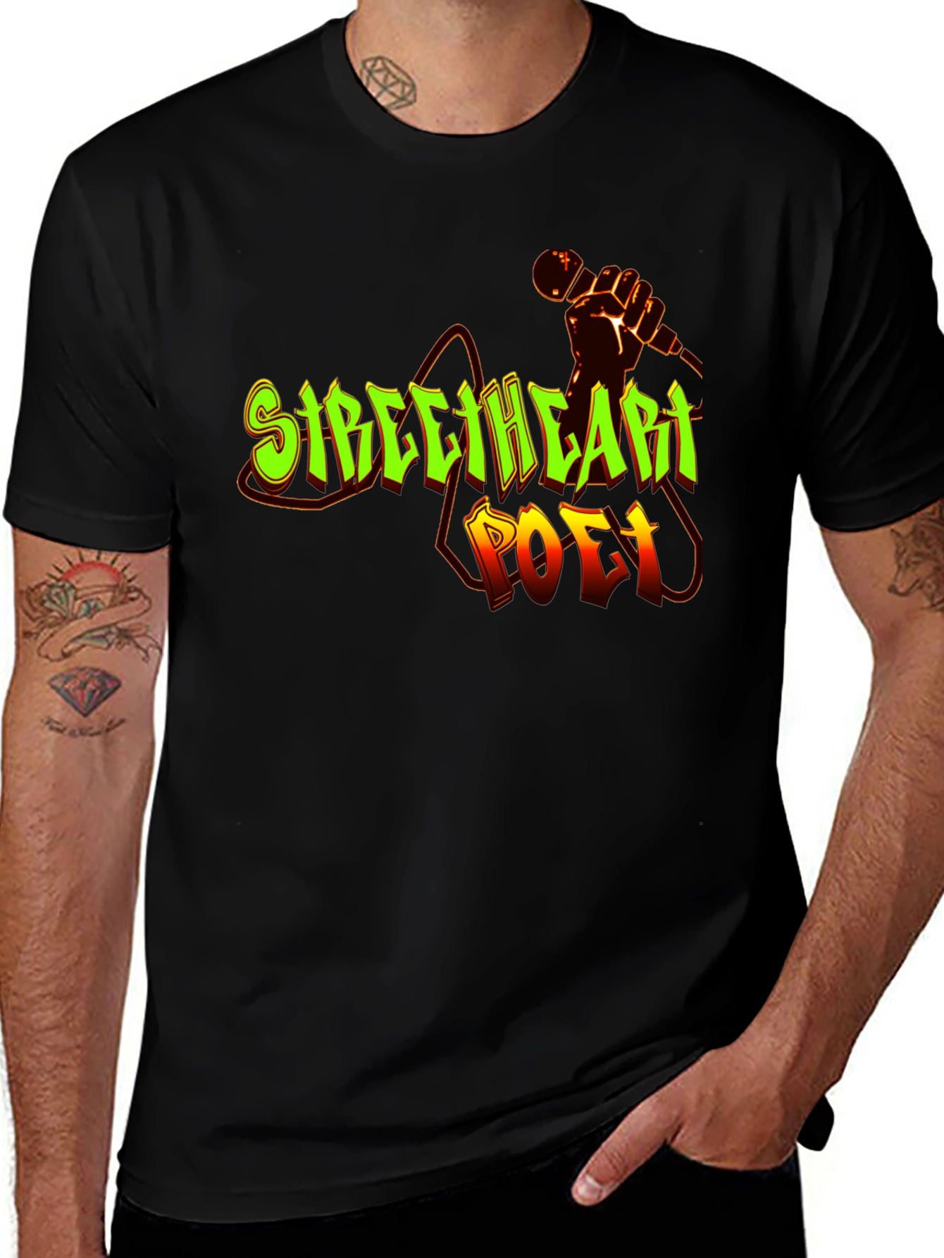 Streetheart Poet Black Graphic T-Shirt