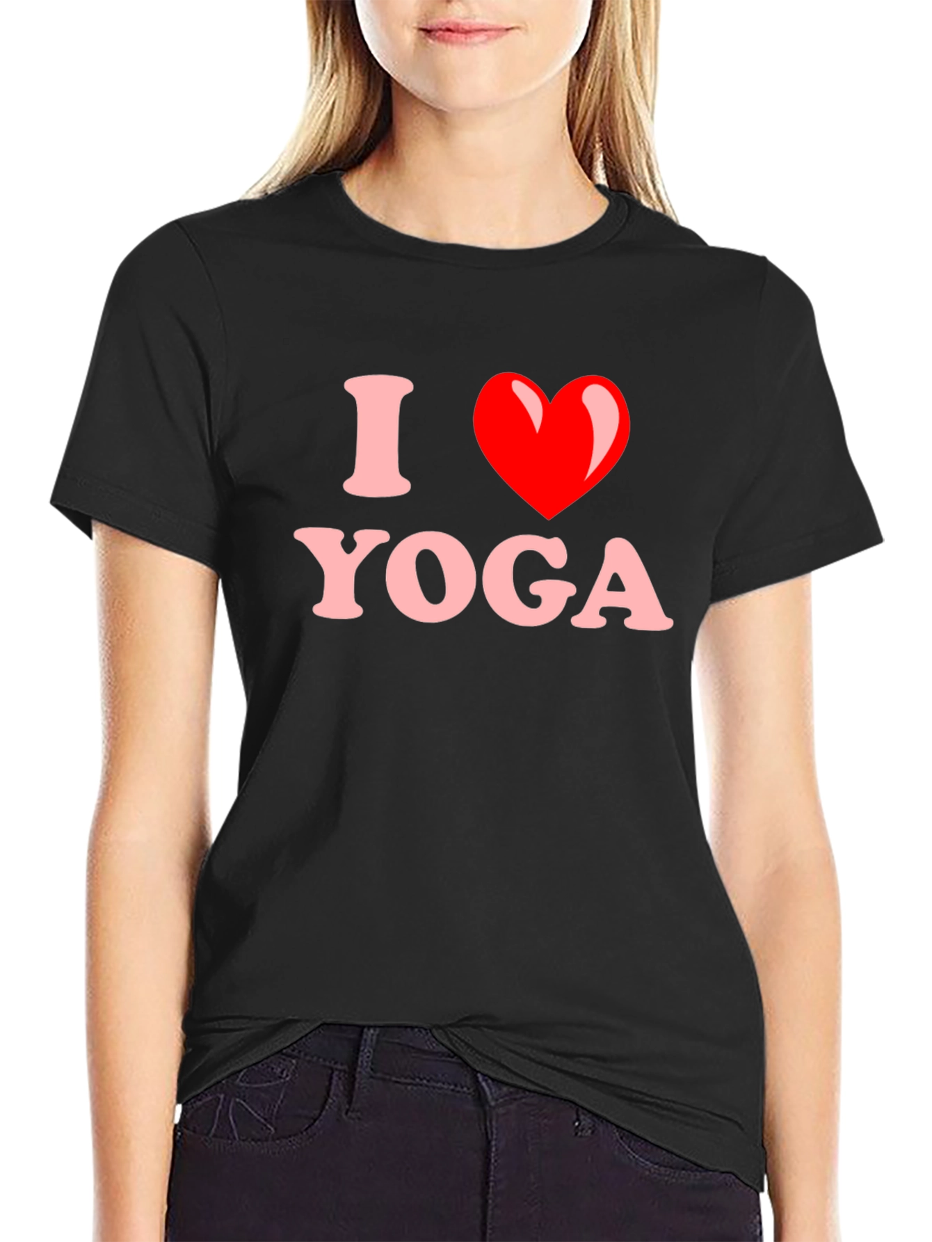 I Heart Yoga T-Shirt - Black Cotton Tee