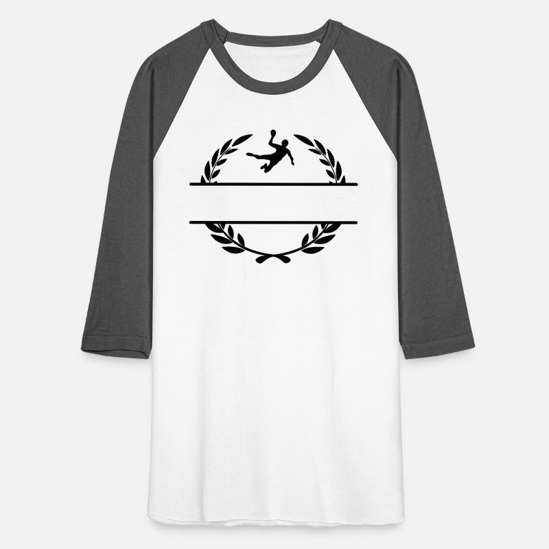 Handball player monogram in laurel wreath