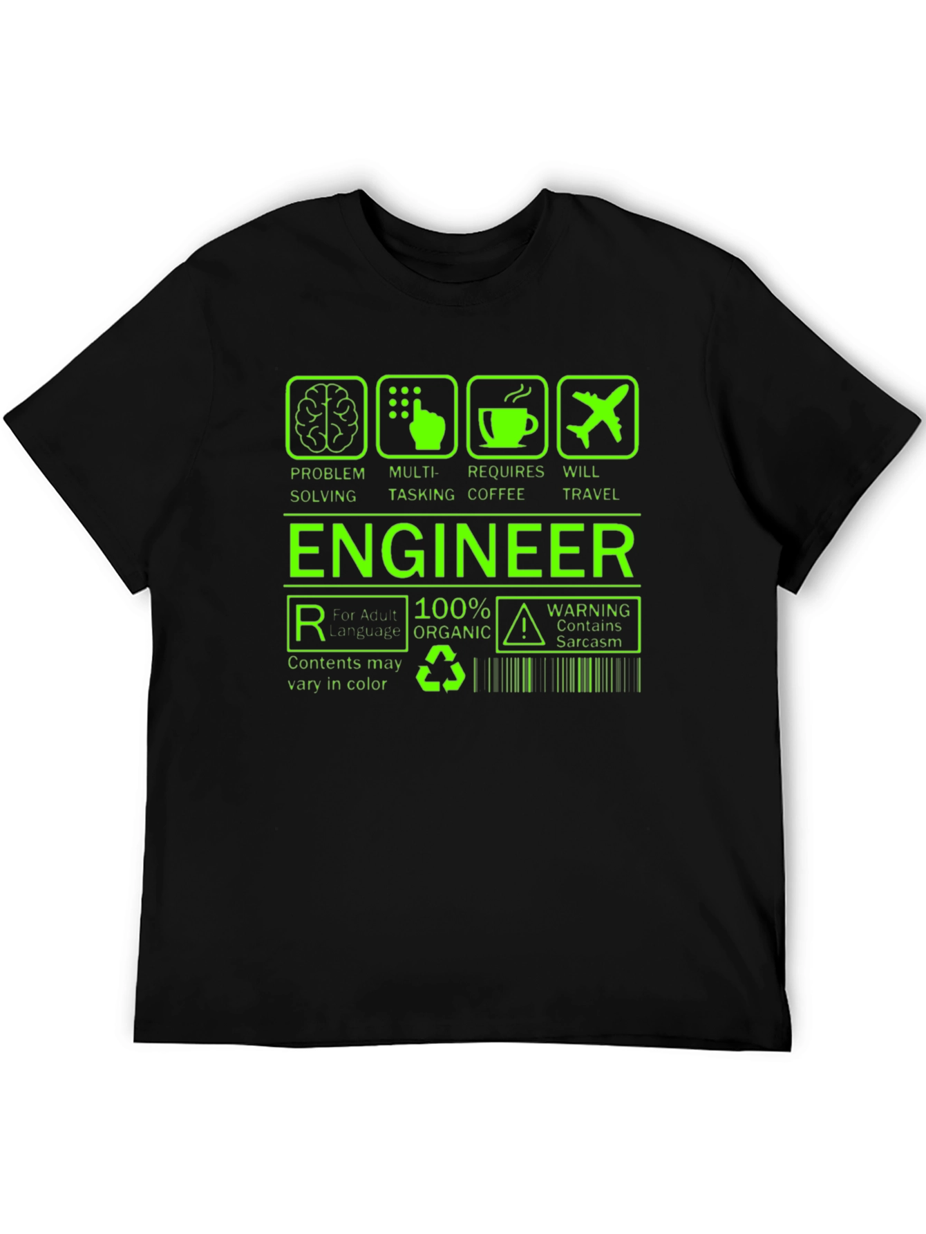 Engineer Problem Solving Mens Black T-Shirt