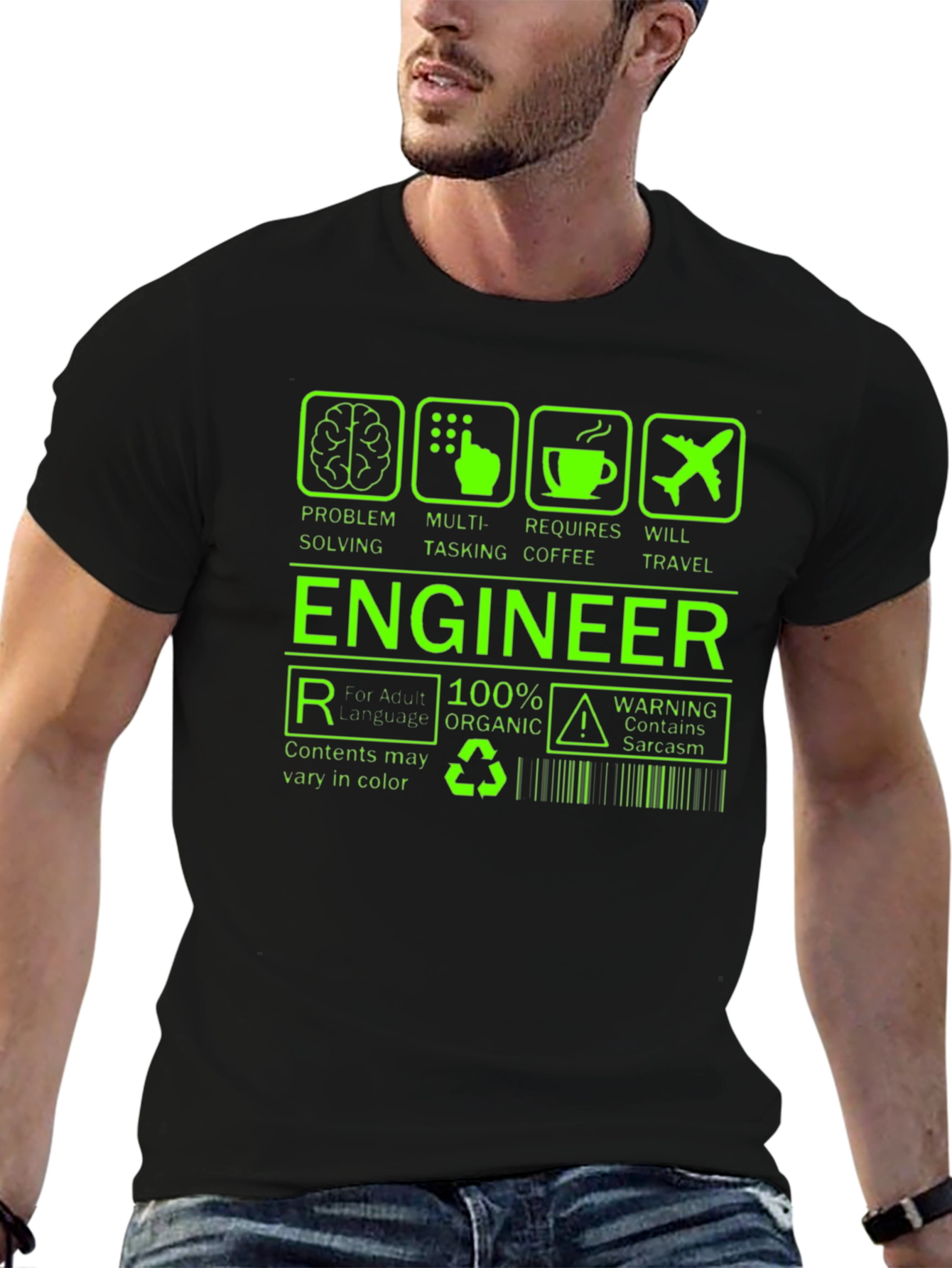 Engineer Problem Solving Mens Black T-Shirt